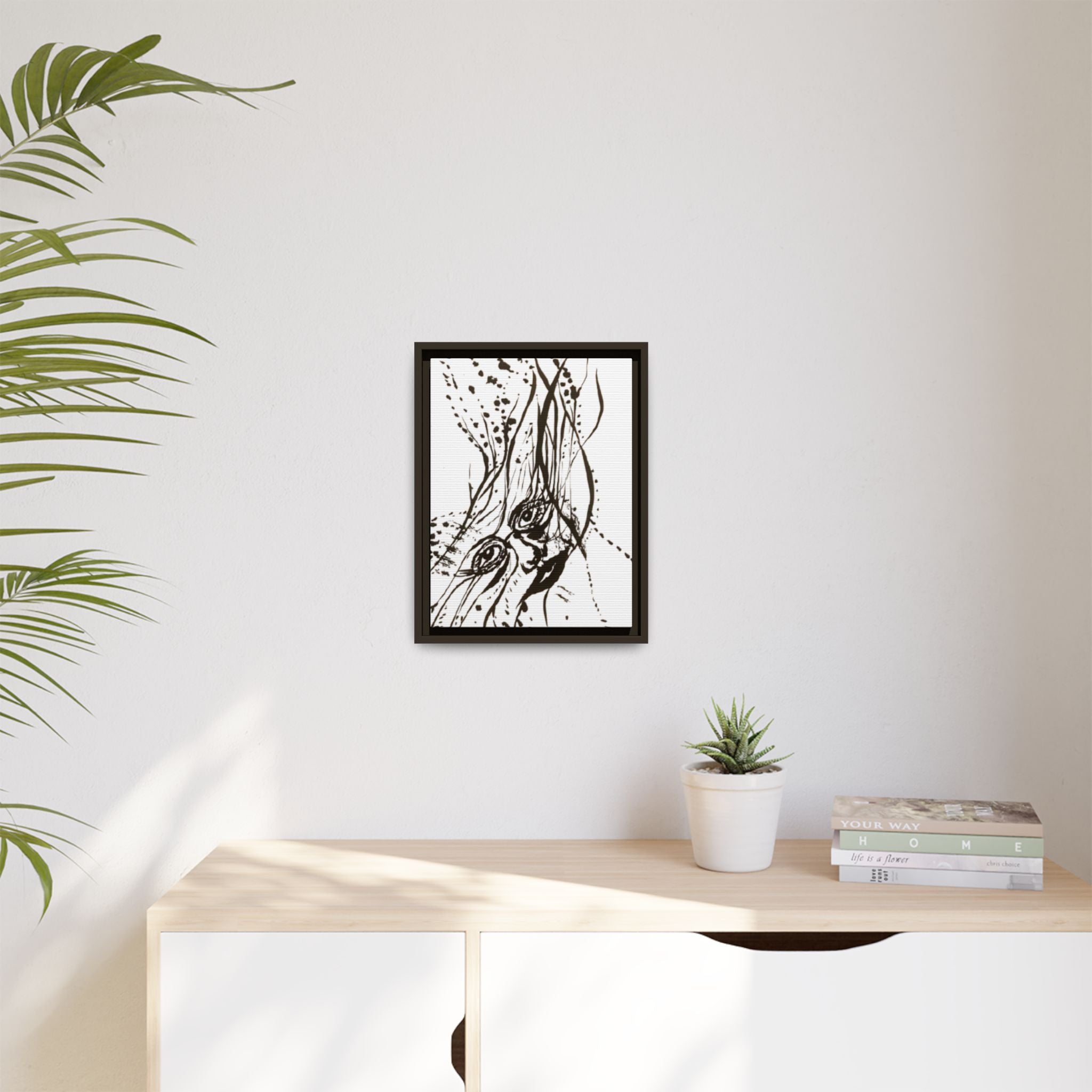 "The Ink Face" Framed Canvas Abstract Face Art Print