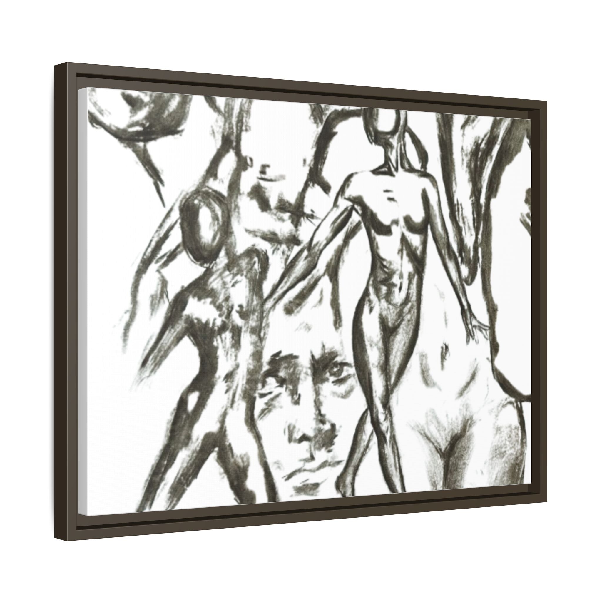 "The Figures" Abstract Matte Canvas Framed Wall Art