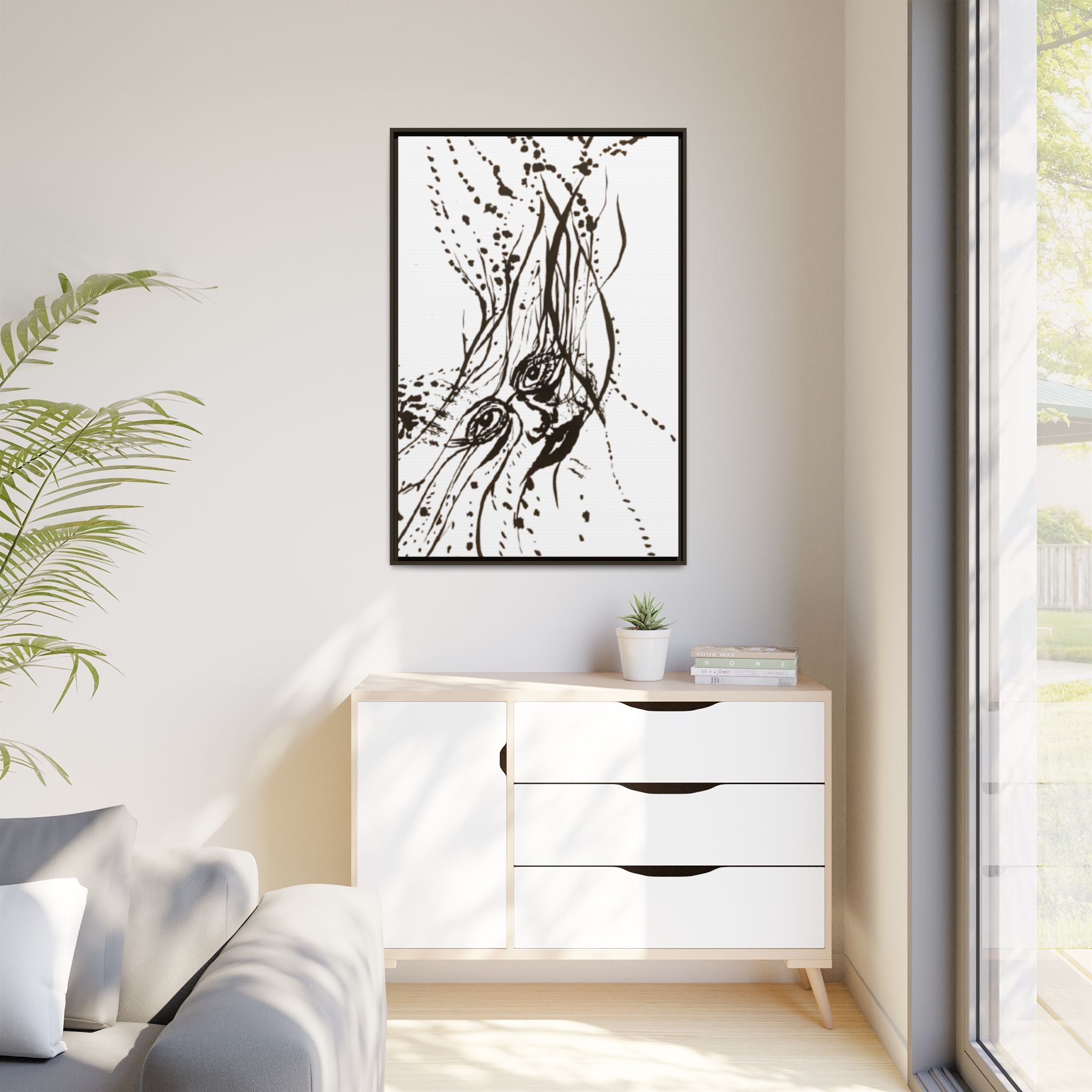 "The Ink Face" Framed Canvas Abstract Face Art Print