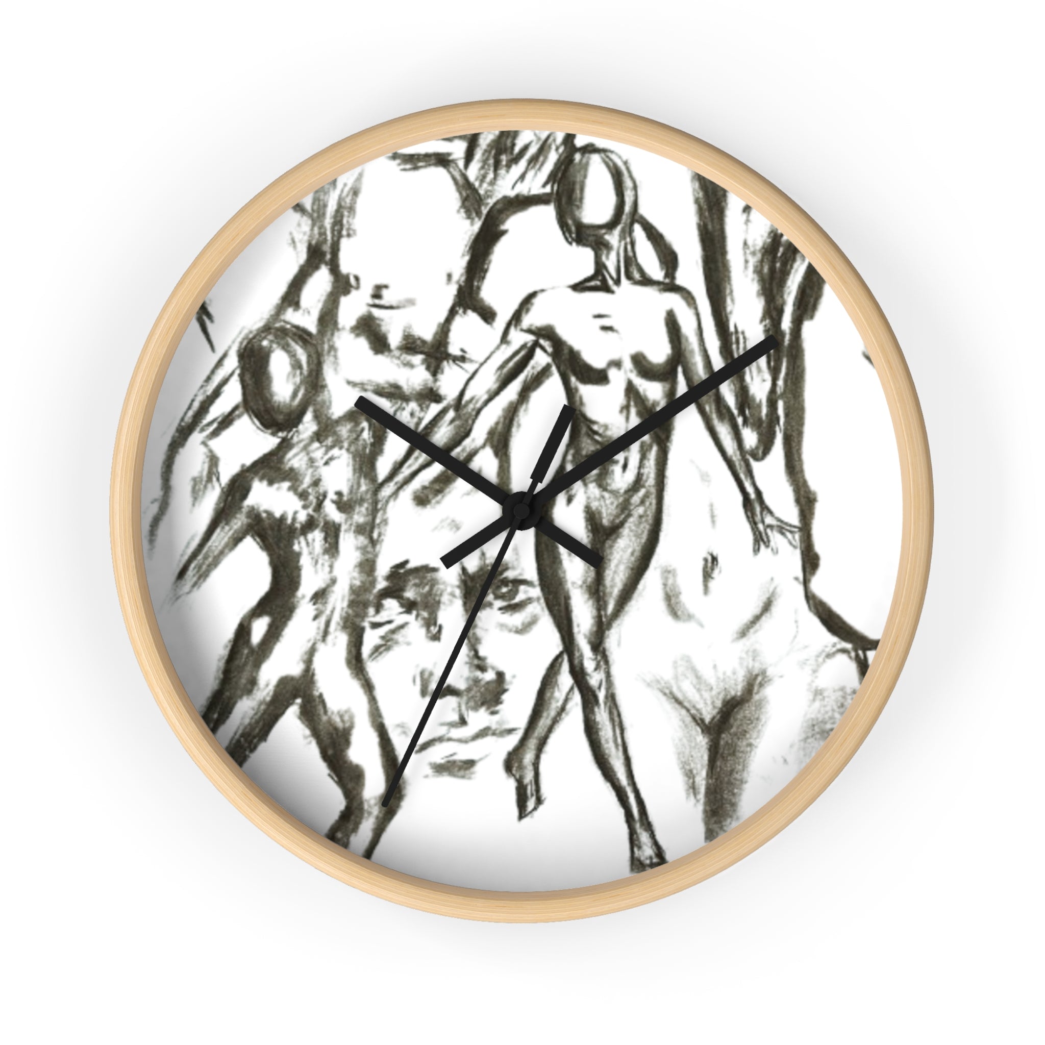 "The Figures" Minimalist Figure Sketch Wall Clock