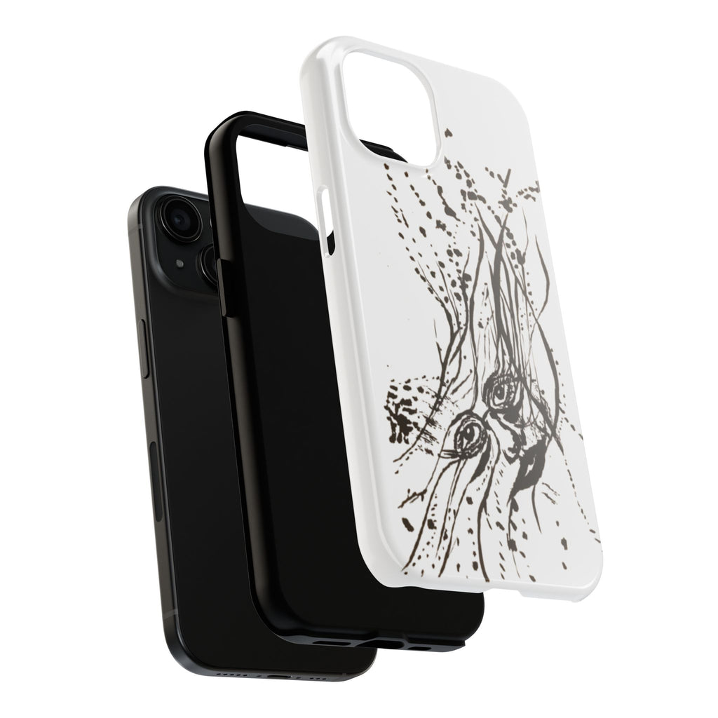 "Ink Face" Tough Phone Case — Abstract Ink Sketch Protective Cover