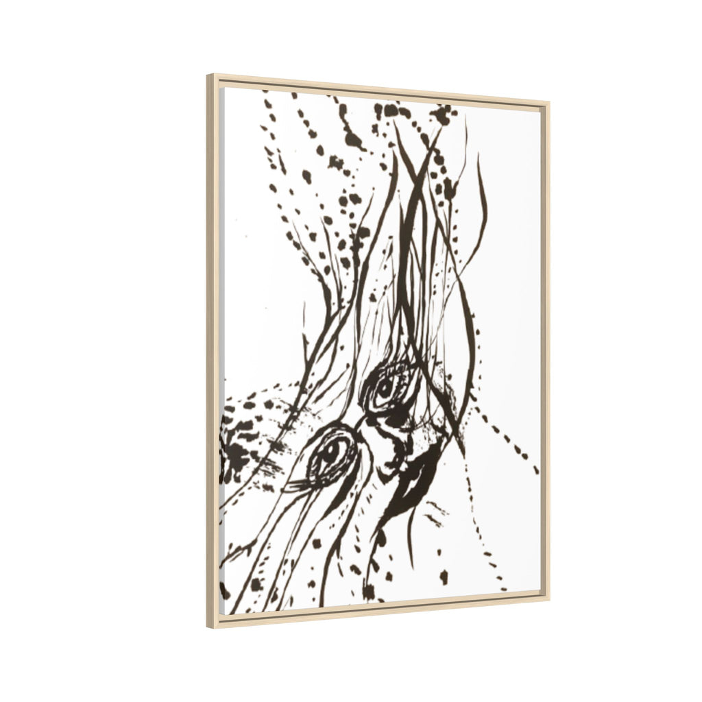 "The Ink Face" Framed Canvas Abstract Face Art Print