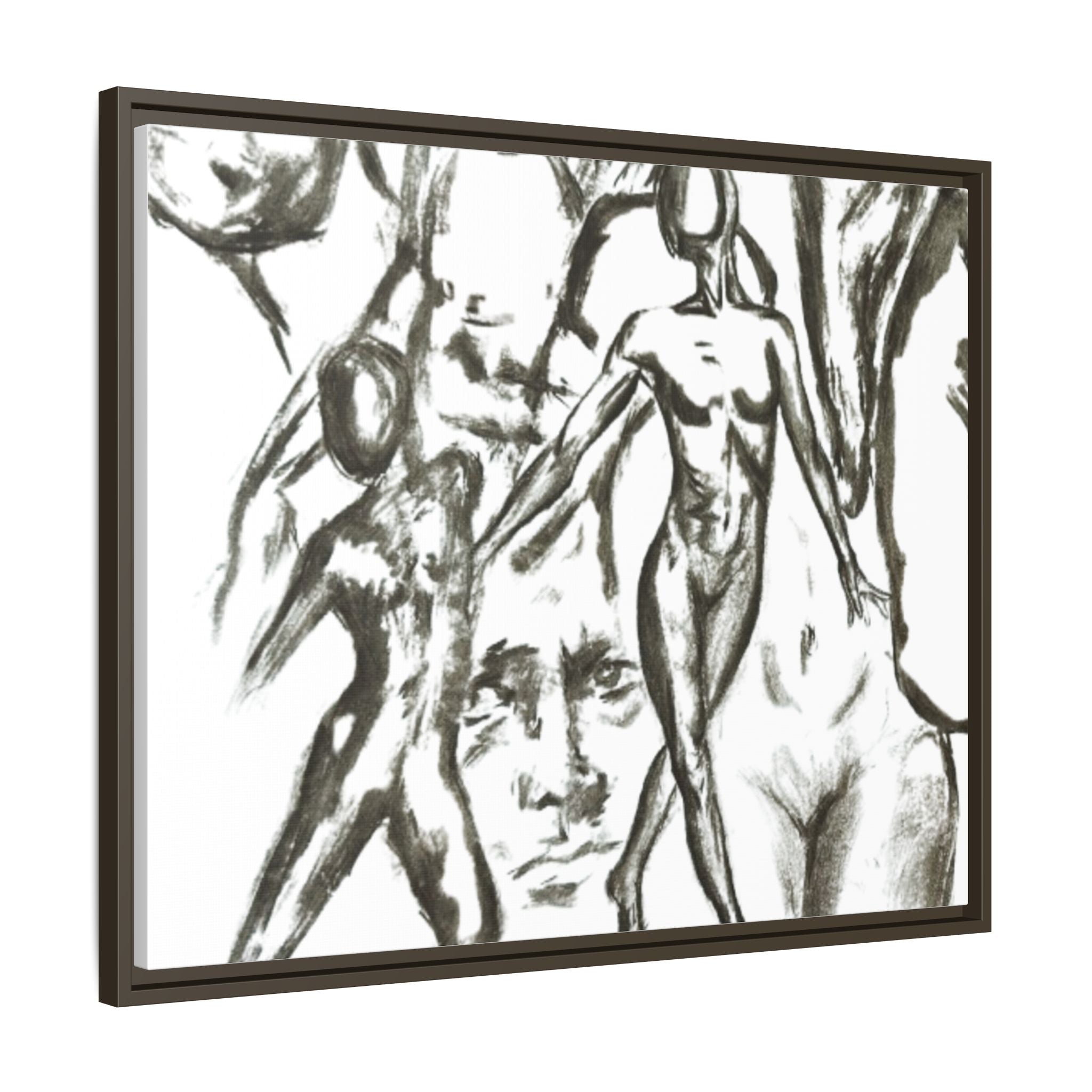 "The Figures" Abstract Matte Canvas Framed Wall Art