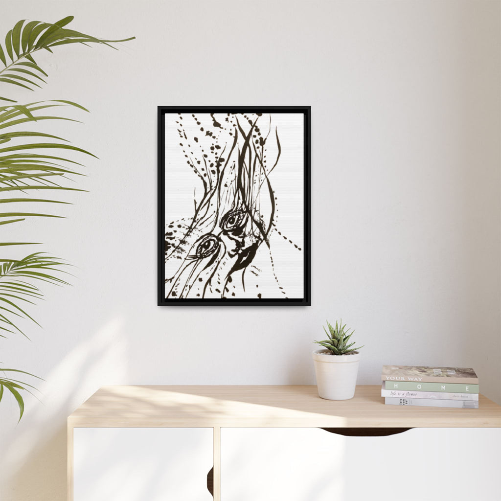 "The Ink Face" Framed Canvas Abstract Face Art Print