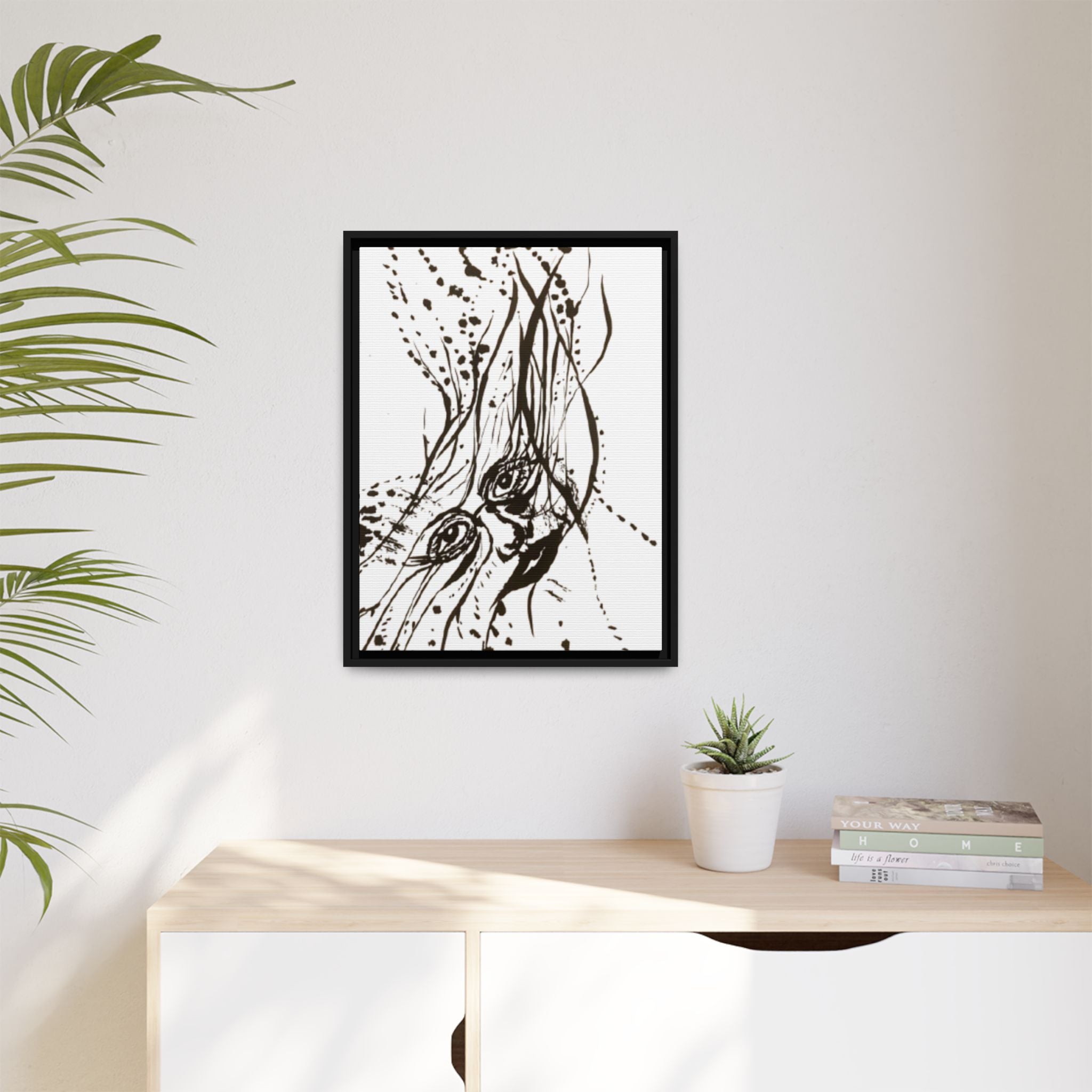 "The Ink Face" Framed Canvas Abstract Face Art Print