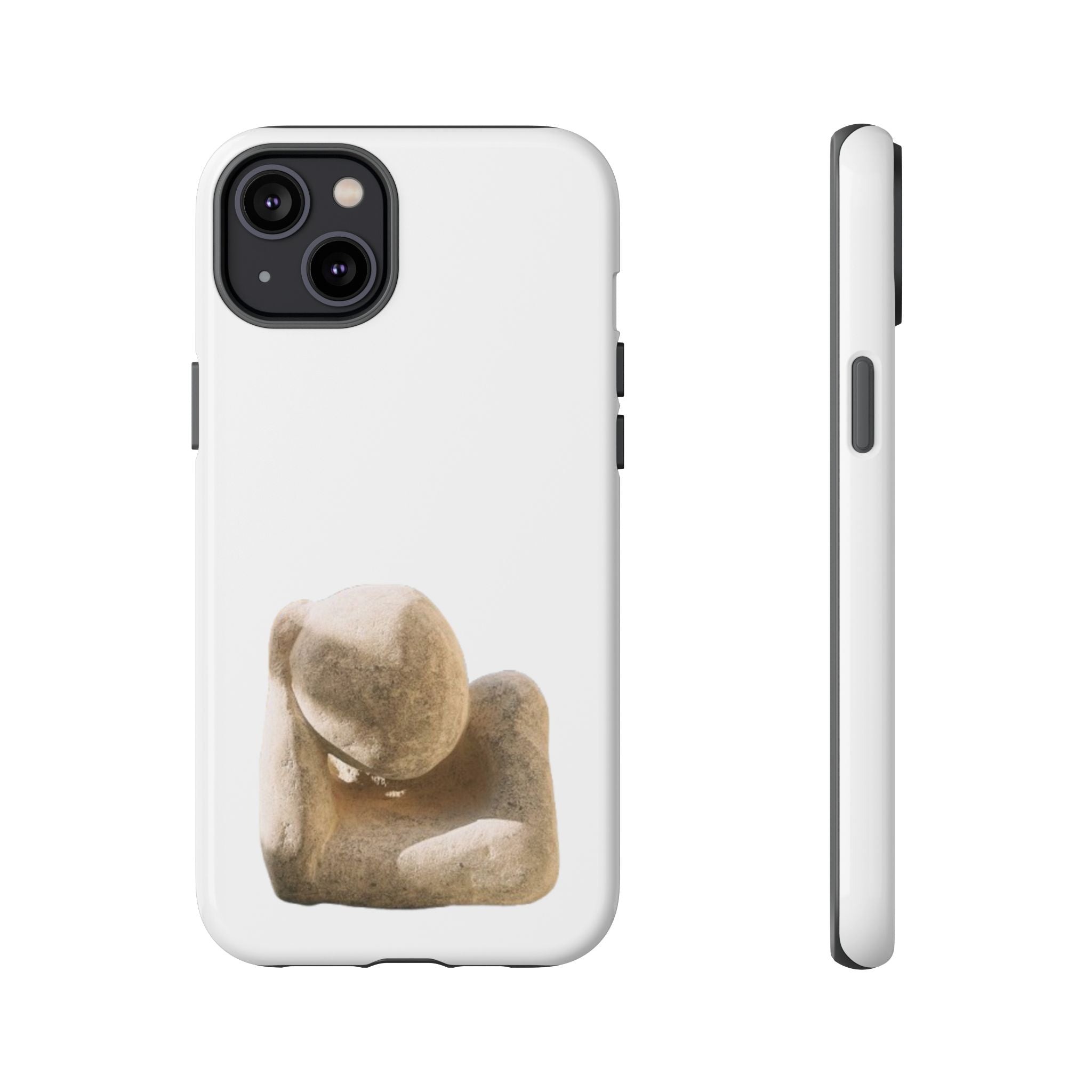 "Leaning Man" Phone Case — Minimalist Thoughtful Stone Sculpture Design
