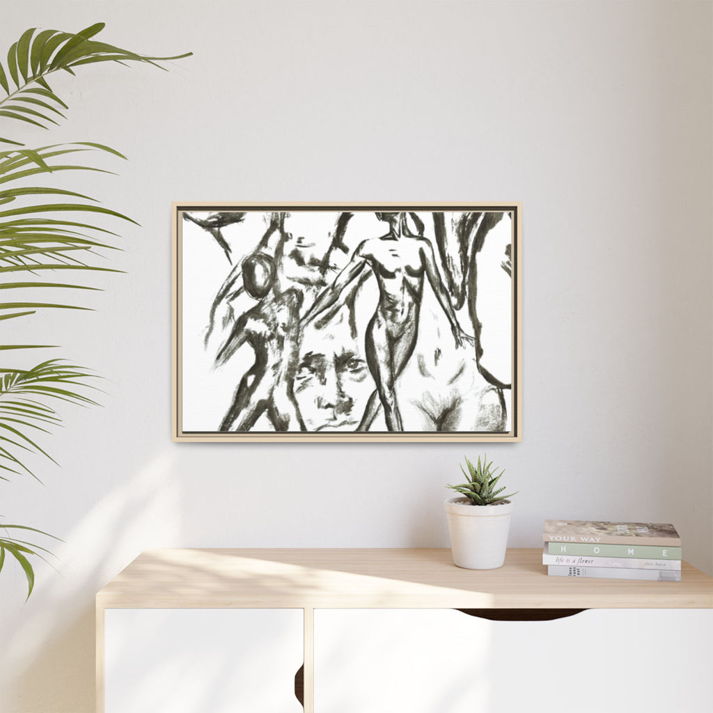 "The Figures" Abstract Matte Canvas Framed Wall Art