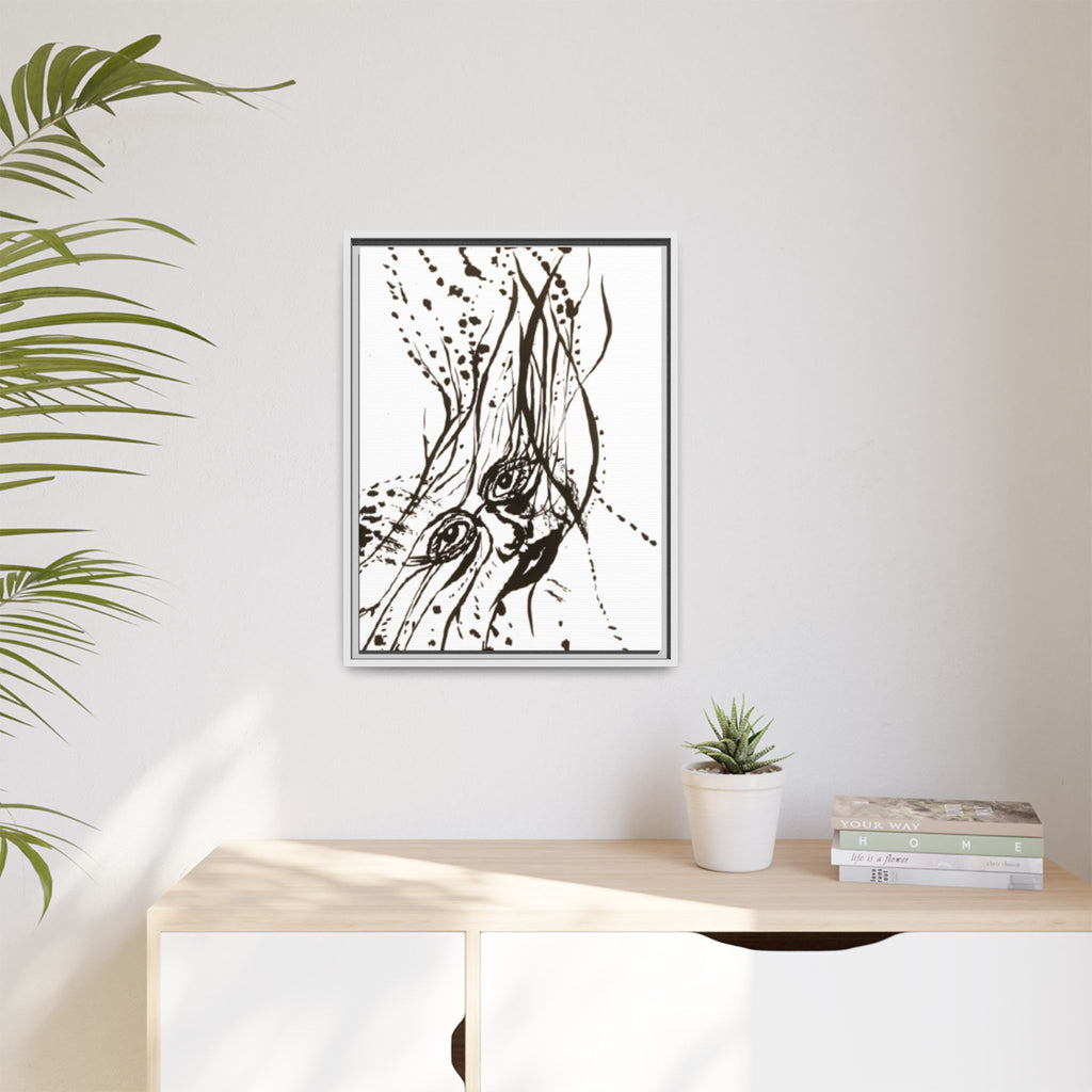 "The Ink Face" Framed Canvas Abstract Face Art Print