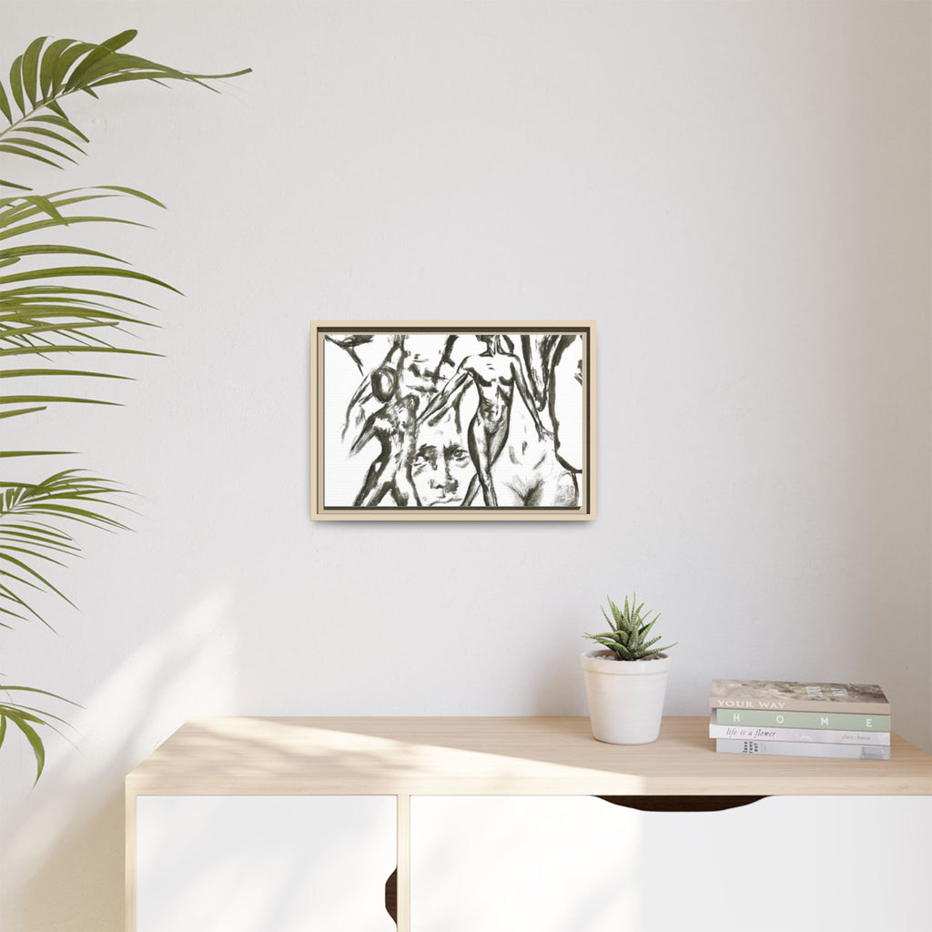 "The Figures" Abstract Matte Canvas Framed Wall Art