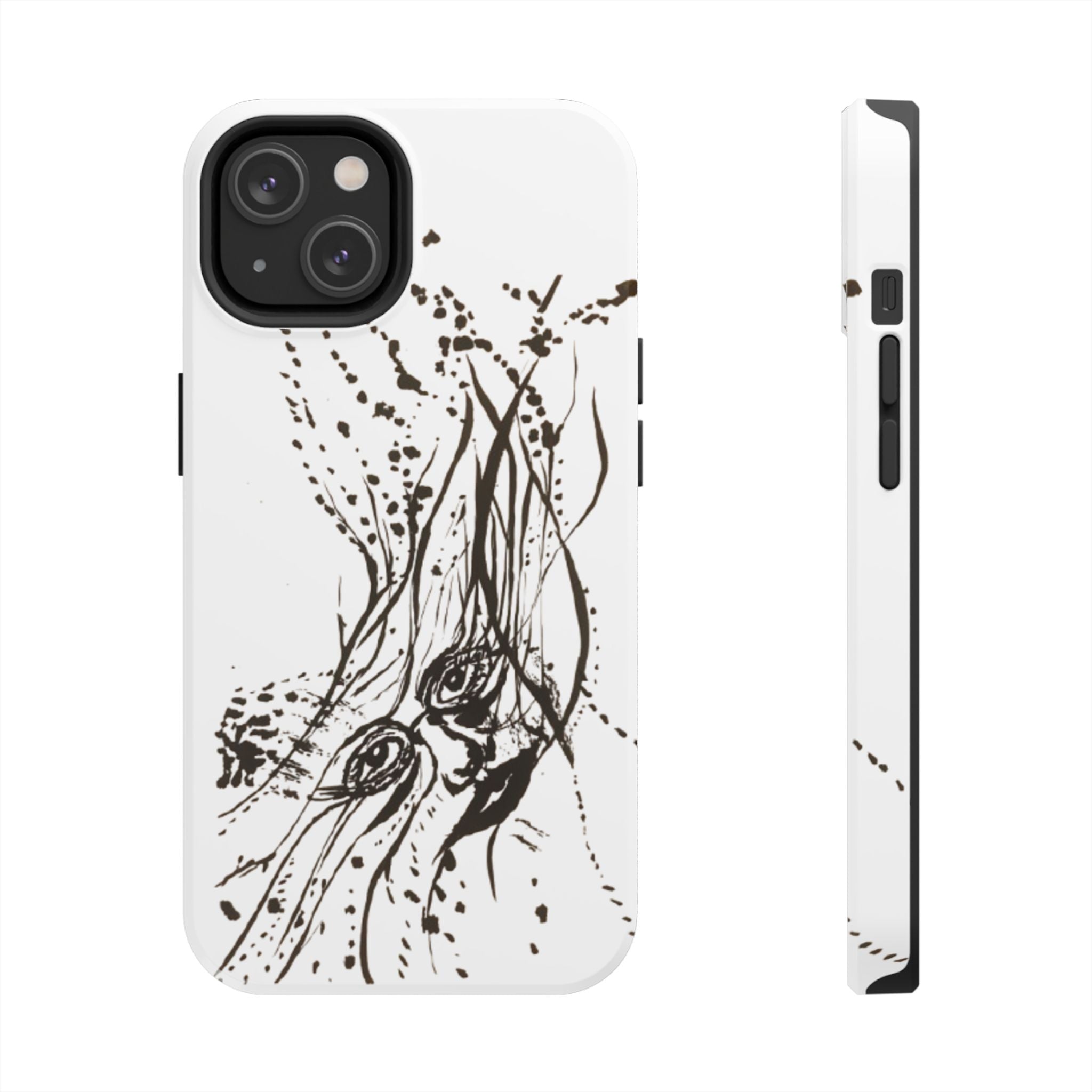 "Ink Face" Tough Phone Case — Abstract Ink Sketch Protective Cover