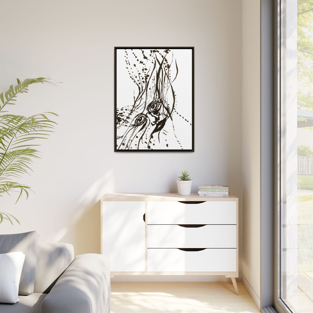 "The Ink Face" Framed Canvas Abstract Face Art Print