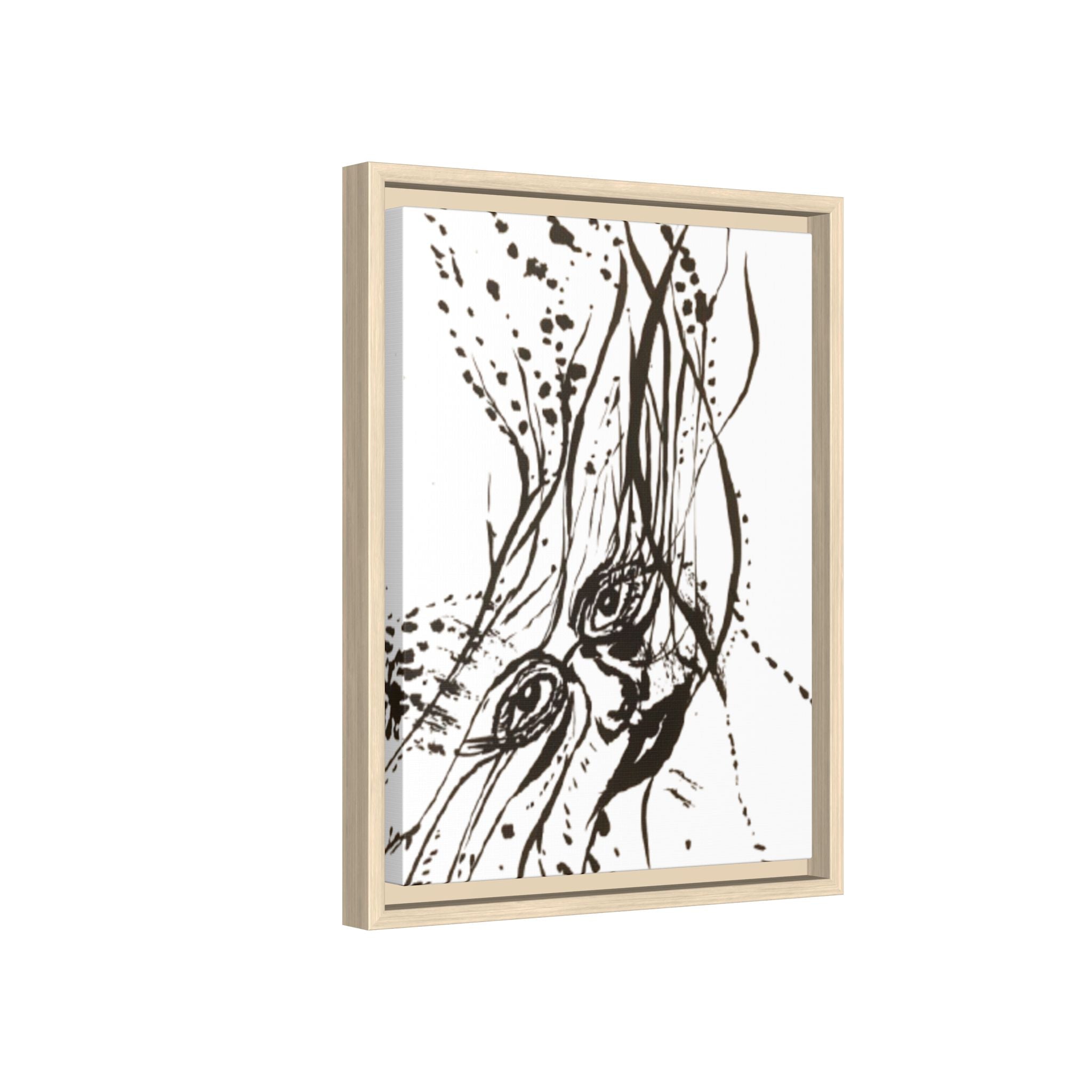"The Ink Face" Framed Canvas Abstract Face Art Print