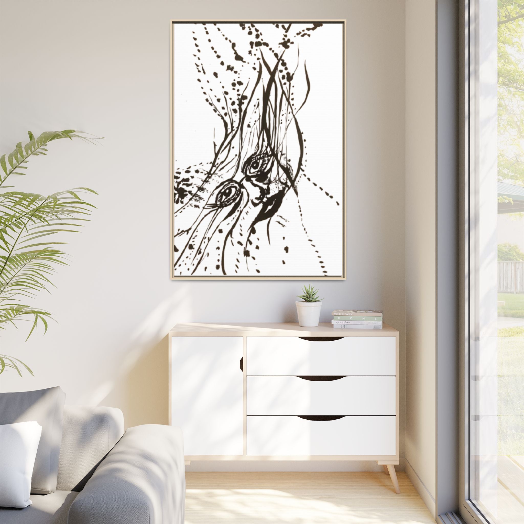 "The Ink Face" Framed Canvas Abstract Face Art Print