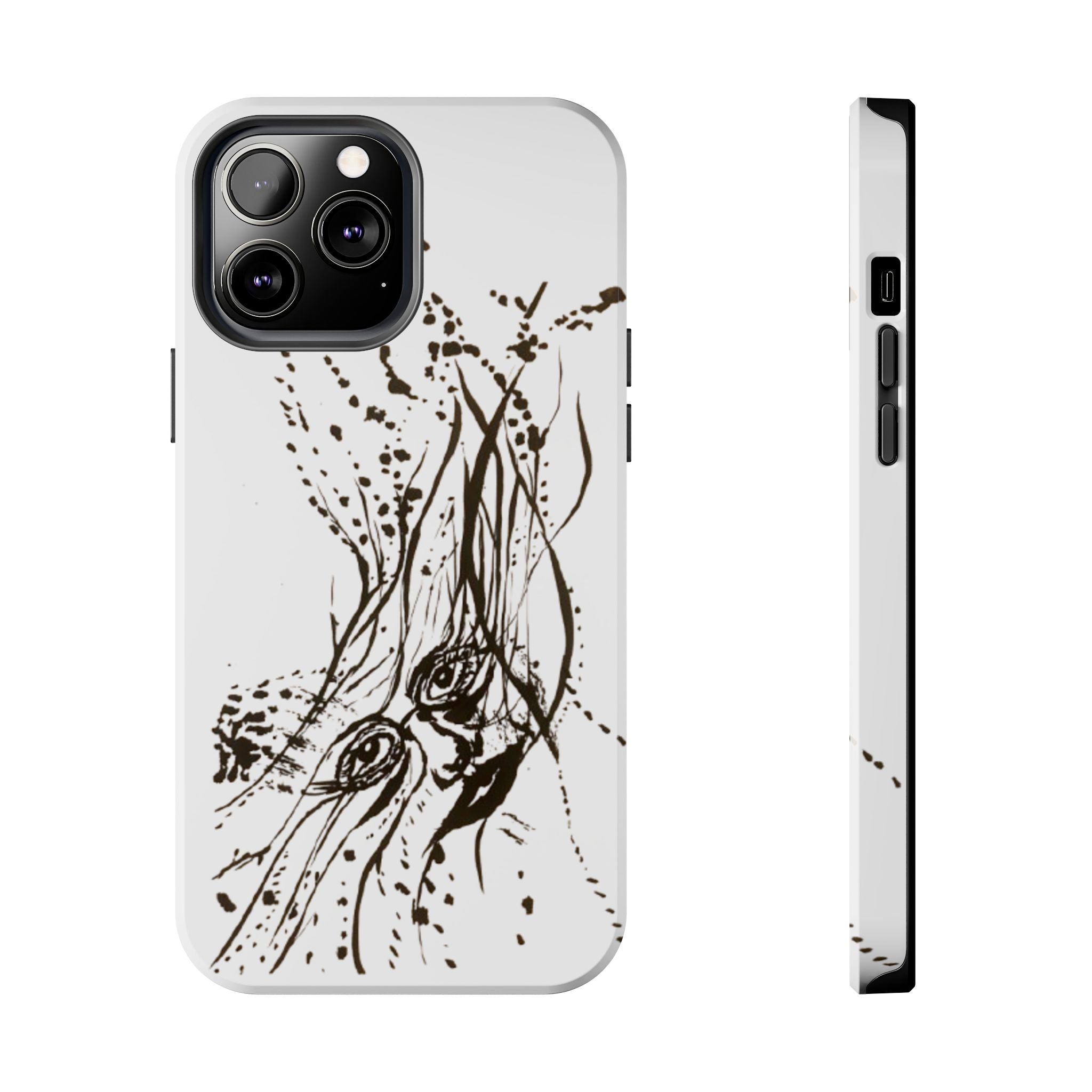 "Ink Face" Tough Phone Case — Abstract Ink Sketch Protective Cover