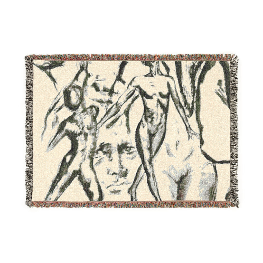 "The Figures" Abstract Drawing Throw Blanket