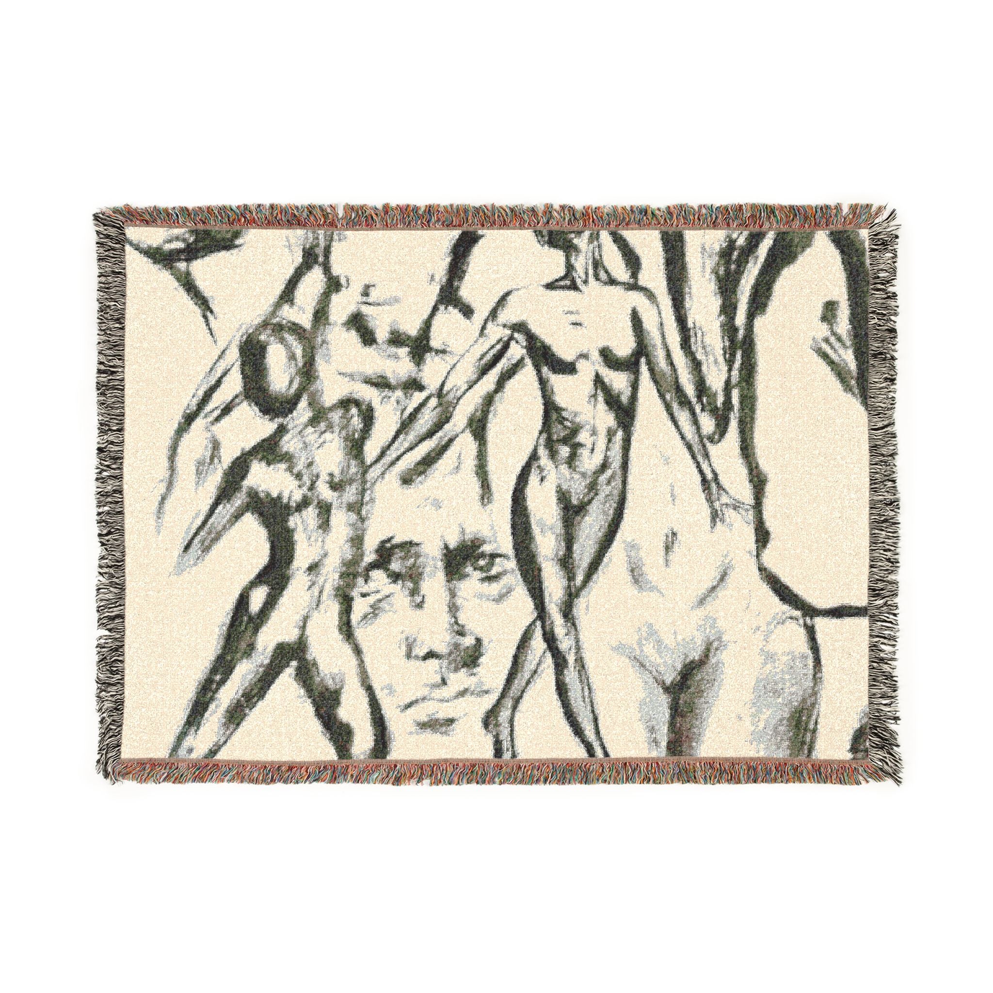 "The Figures" Abstract Drawing Throw Blanket