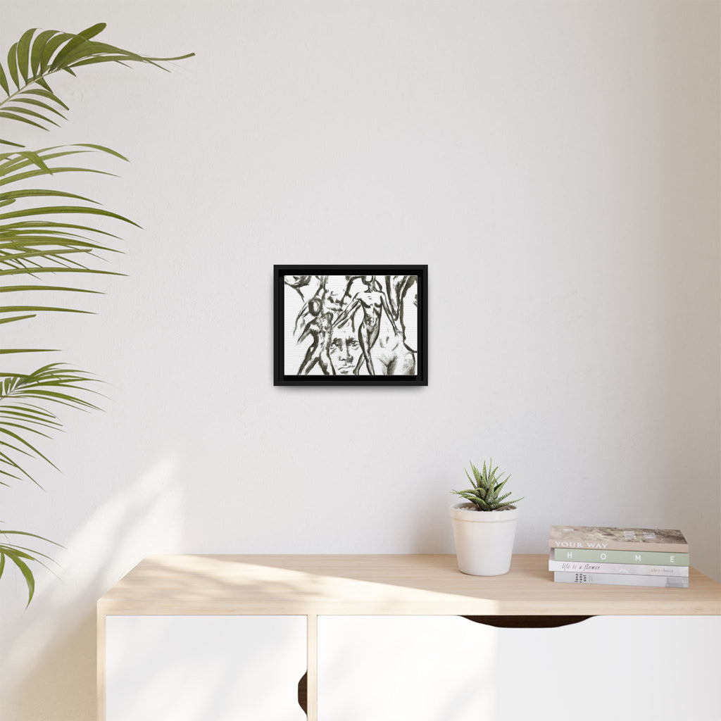 "The Figures" Abstract Matte Canvas Framed Wall Art