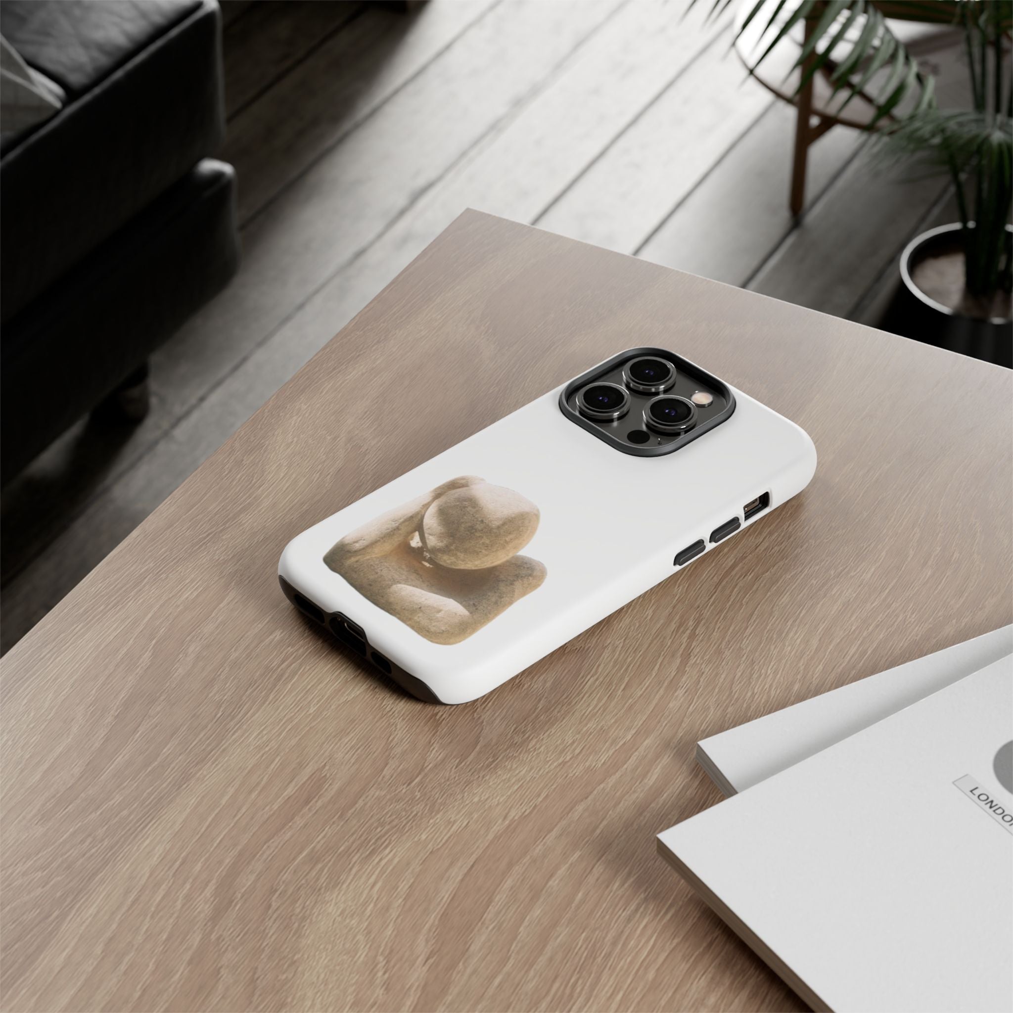 "Leaning Man" Phone Case — Minimalist Thoughtful Stone Sculpture Design