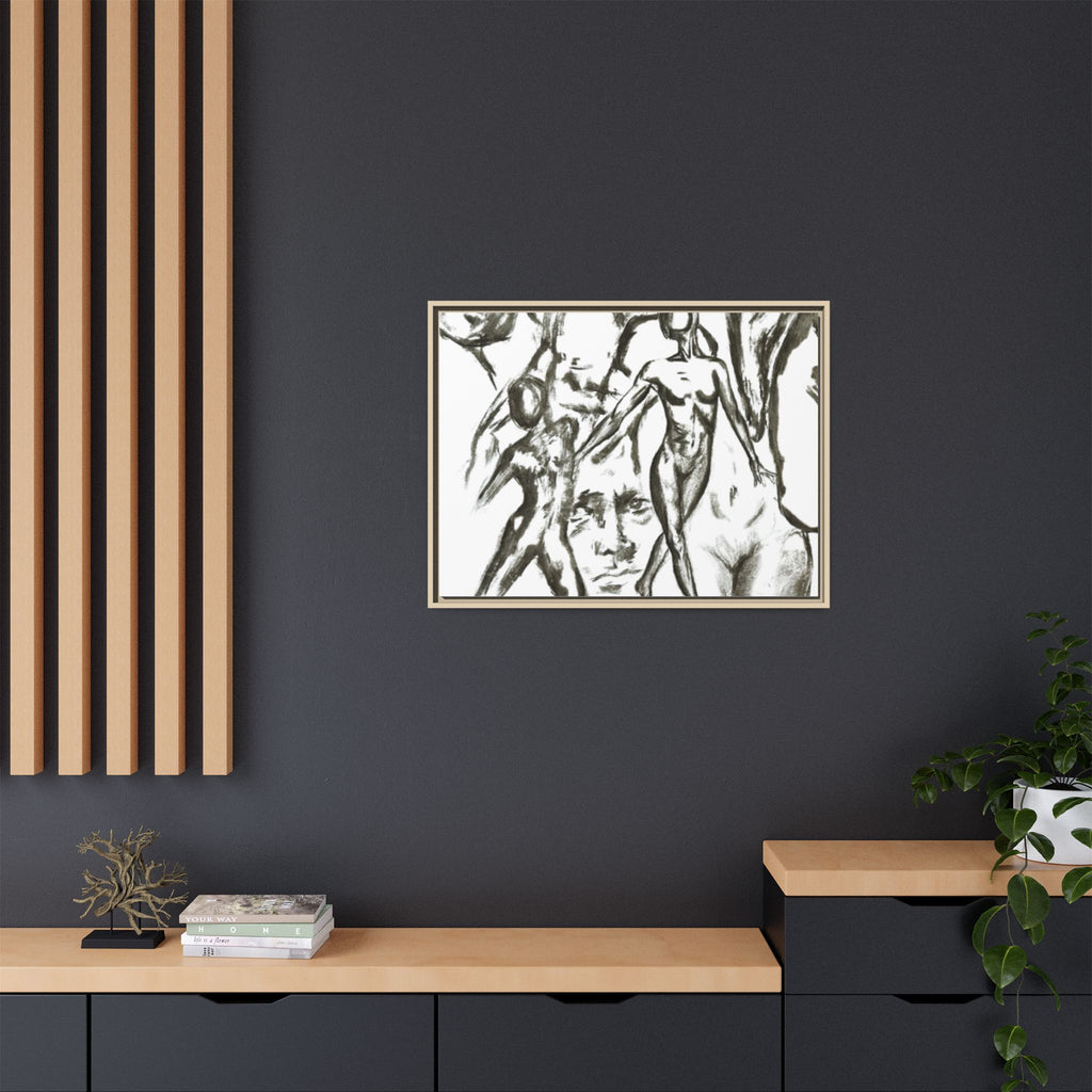 "The Figures" Abstract Matte Canvas Framed Wall Art