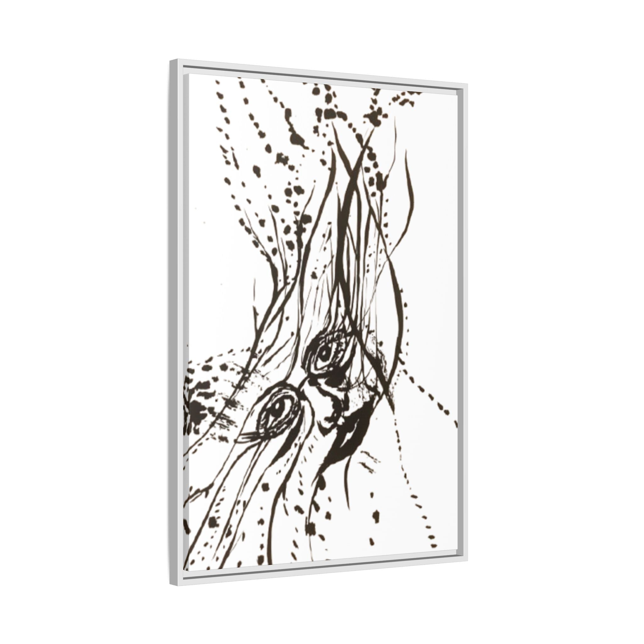 "The Ink Face" Framed Canvas Abstract Face Art Print