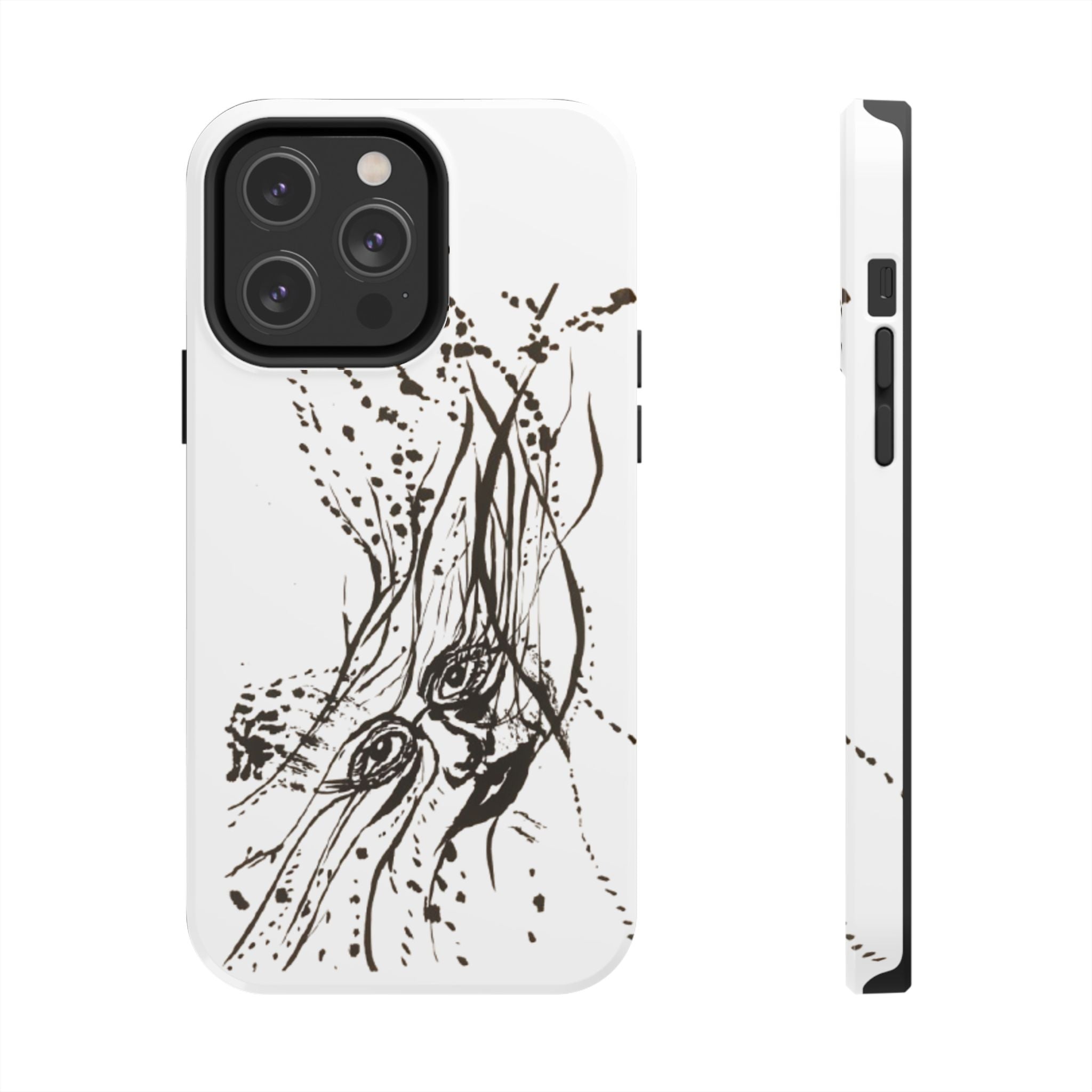 "Ink Face" Tough Phone Case — Abstract Ink Sketch Protective Cover