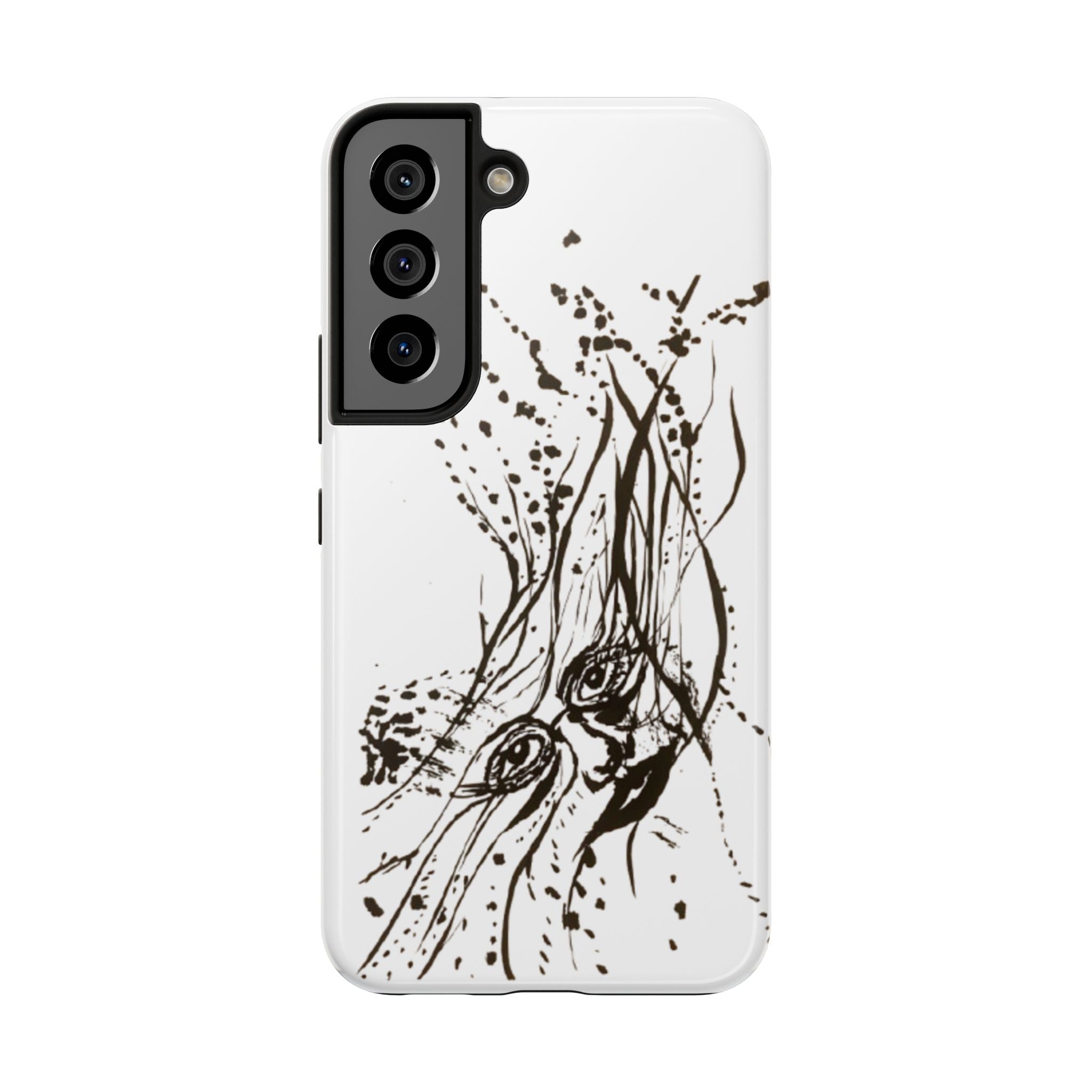 "Ink Face" Tough Phone Case — Abstract Ink Sketch Protective Cover