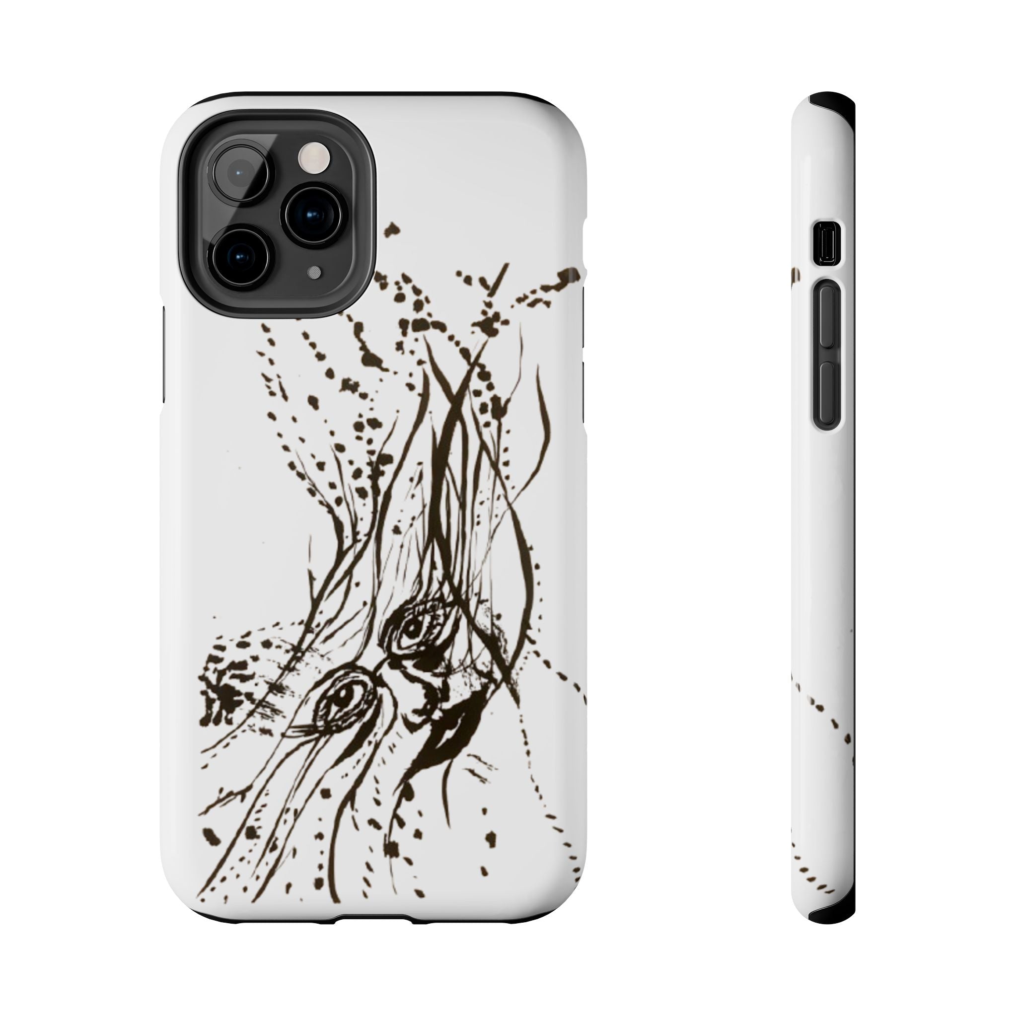 "Ink Face" Tough Phone Case — Abstract Ink Sketch Protective Cover