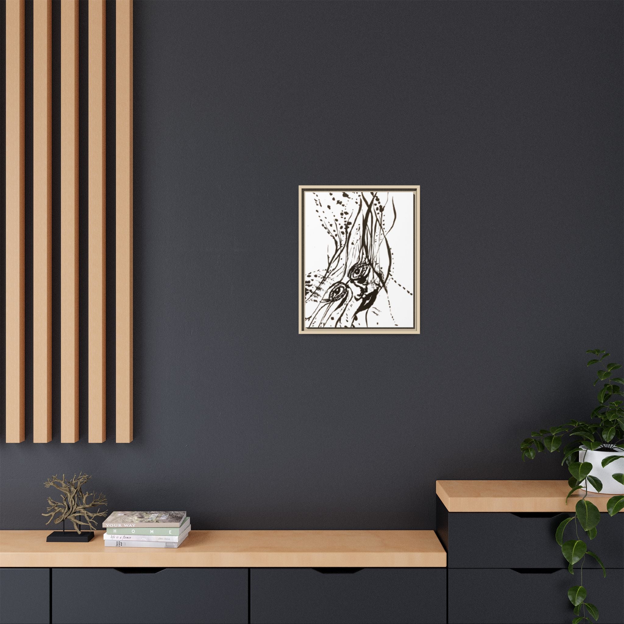 "The Ink Face" Framed Canvas Abstract Face Art Print