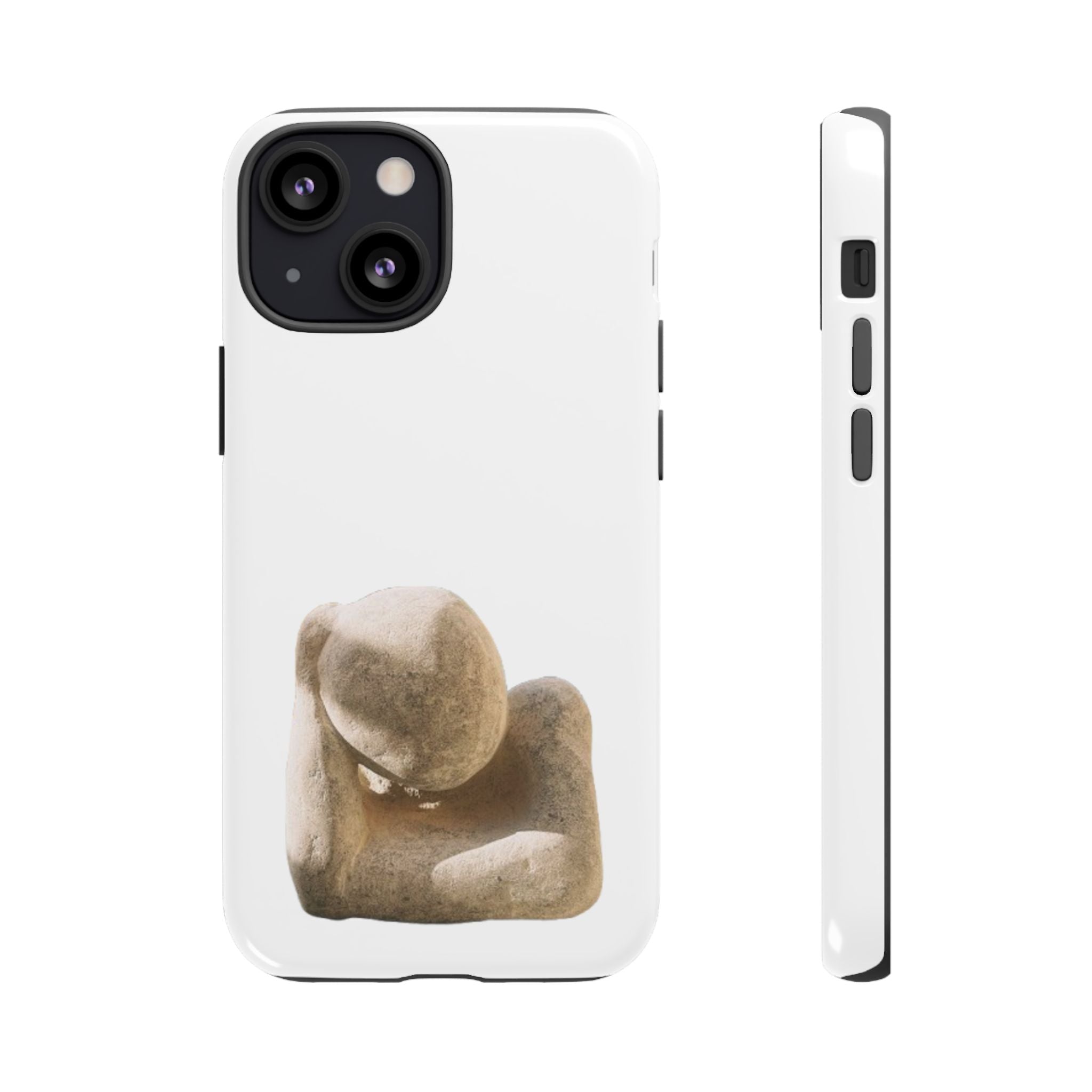 "Leaning Man" Phone Case — Minimalist Thoughtful Stone Sculpture Design