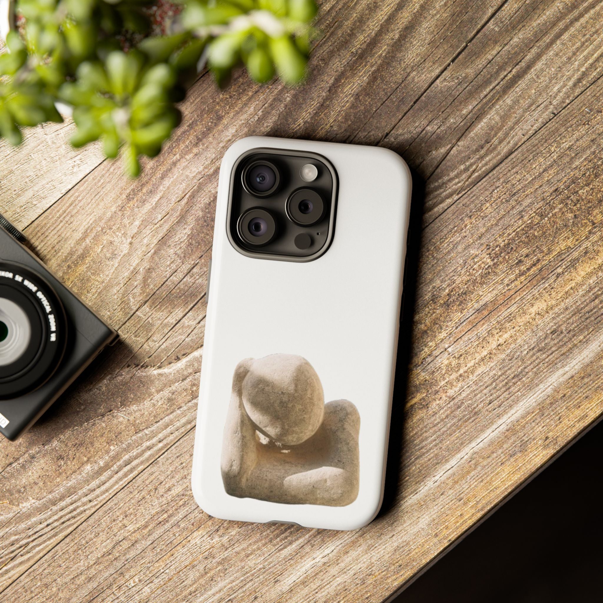 "Leaning Man" Phone Case — Minimalist Thoughtful Stone Sculpture Design