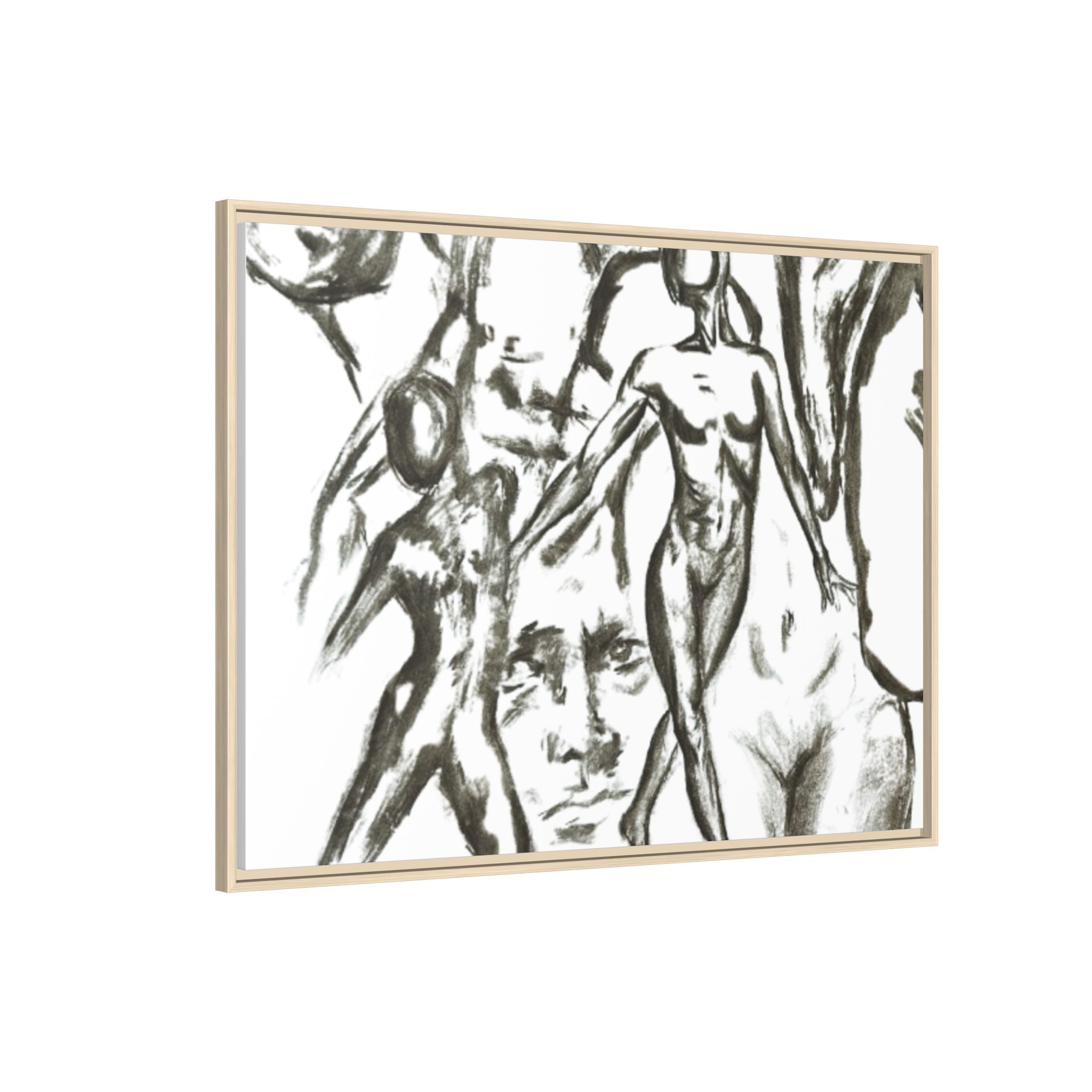 "The Figures" Abstract Matte Canvas Framed Wall Art