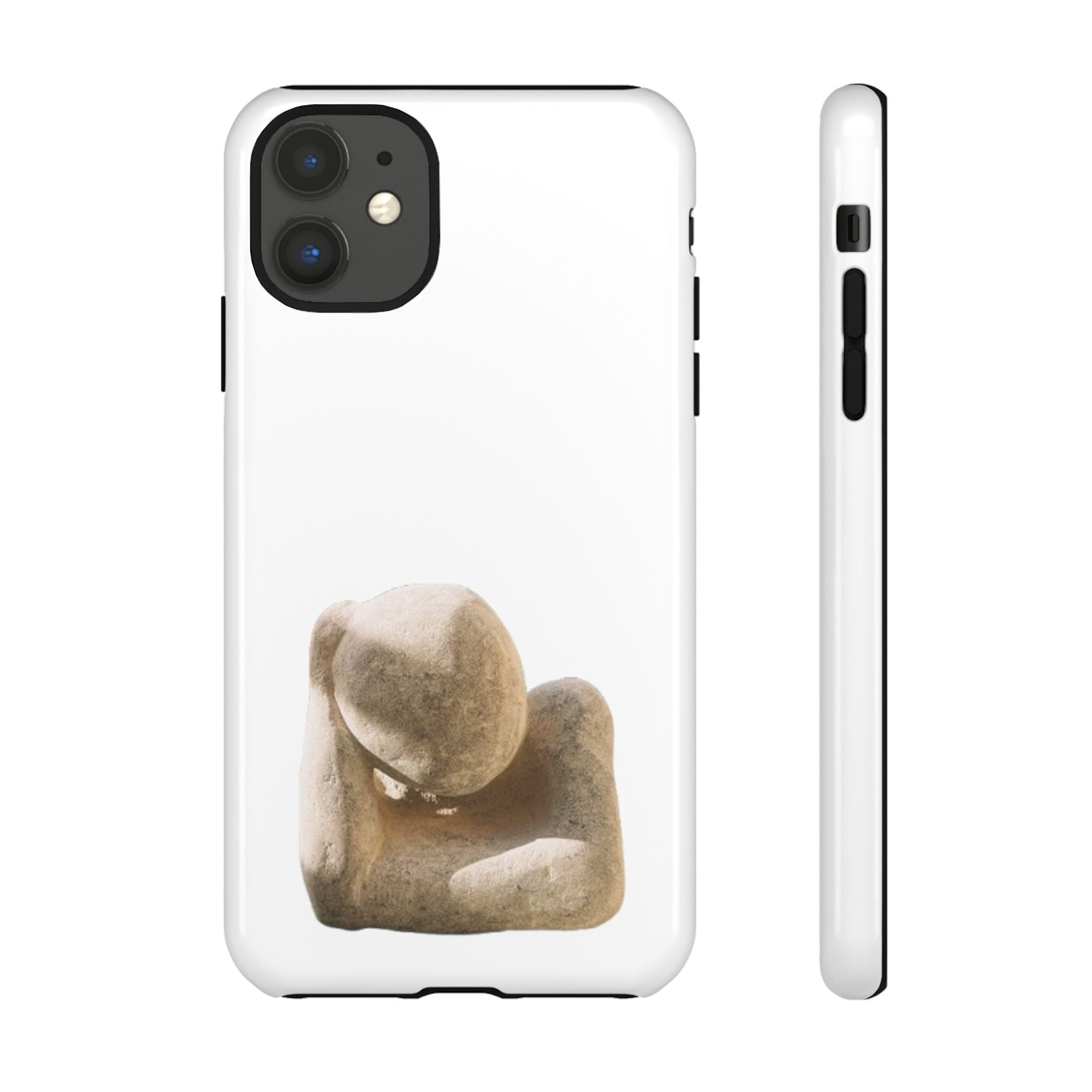 "Leaning Man" Phone Case — Minimalist Thoughtful Stone Sculpture Design