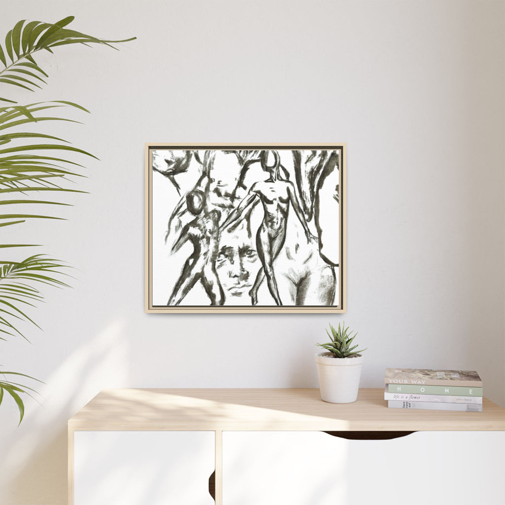 "The Figures" Abstract Matte Canvas Framed Wall Art