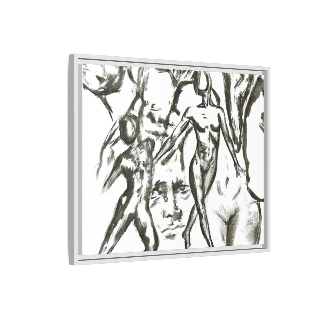 "The Figures" Abstract Matte Canvas Framed Wall Art
