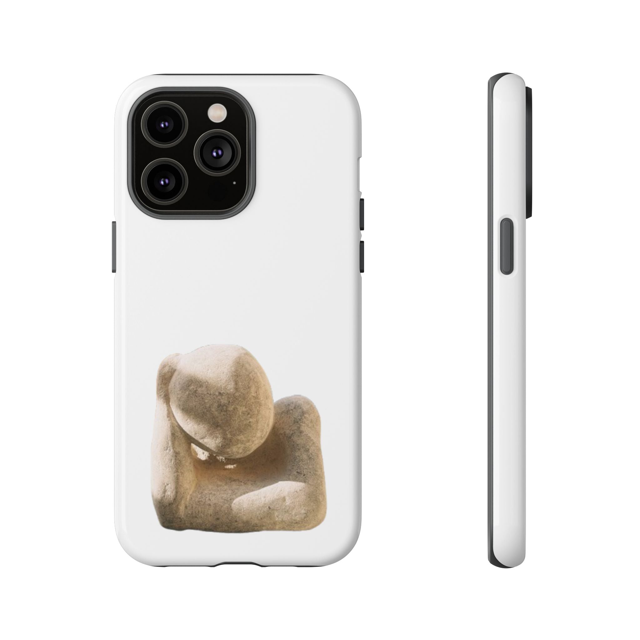 "Leaning Man" Phone Case — Minimalist Thoughtful Stone Sculpture Design