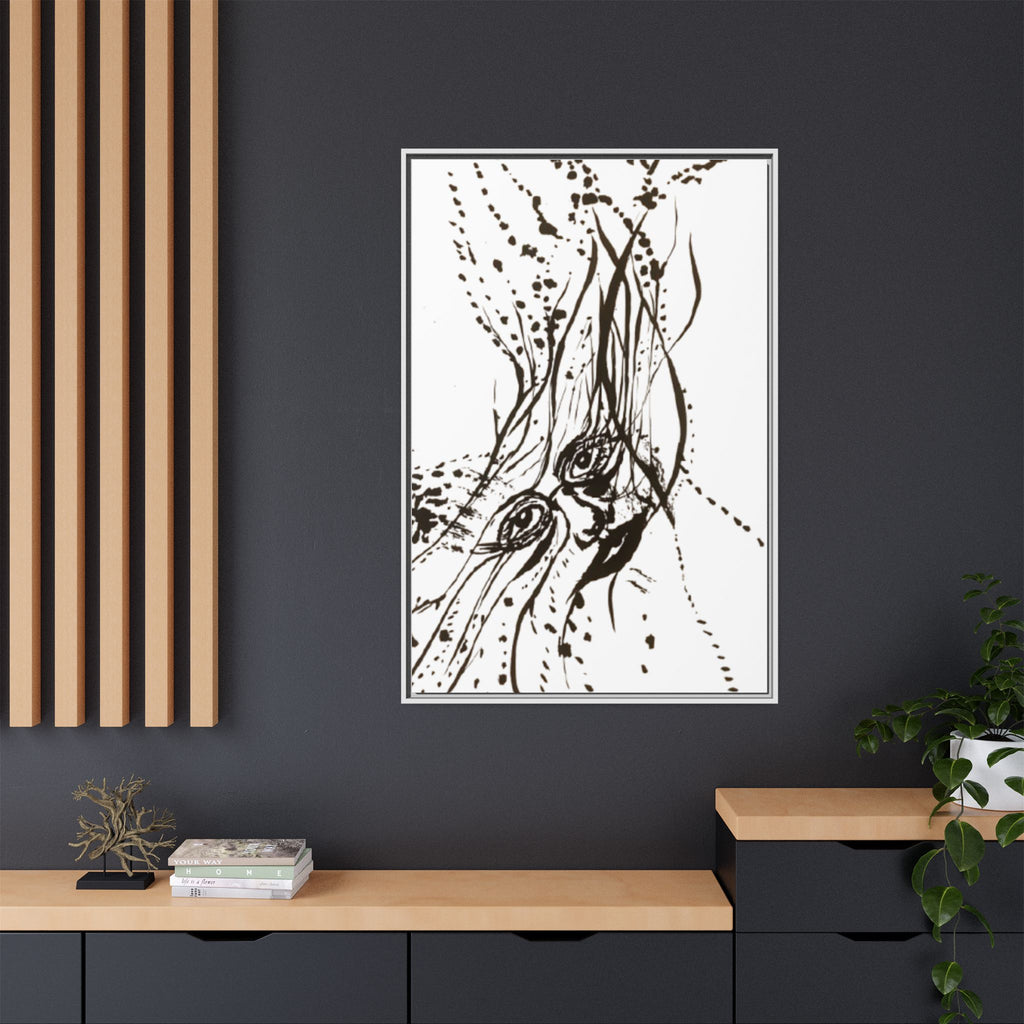 "The Ink Face" Framed Canvas Abstract Face Art Print