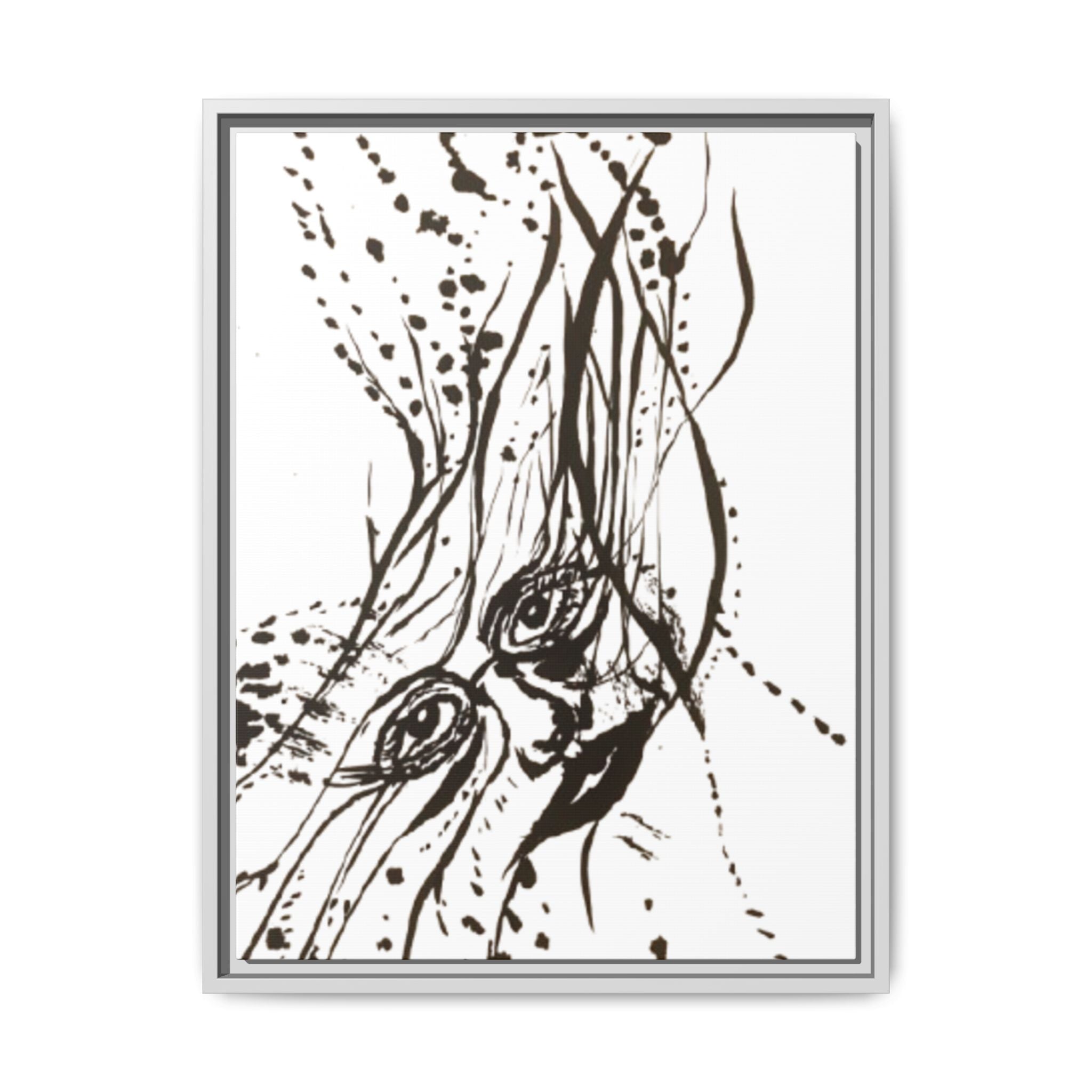"The Ink Face" Framed Canvas Abstract Face Art Print