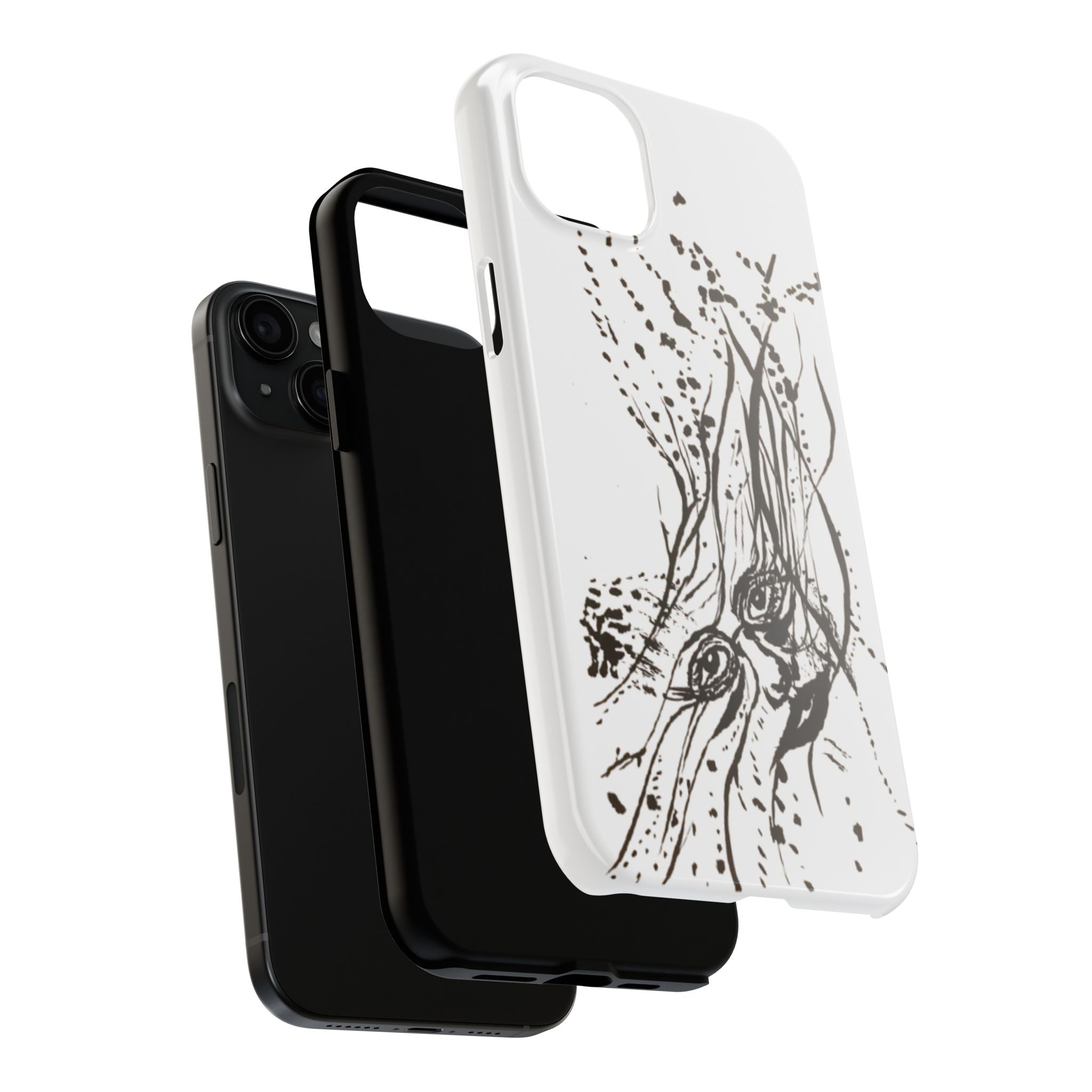 "Ink Face" Tough Phone Case — Abstract Ink Sketch Protective Cover