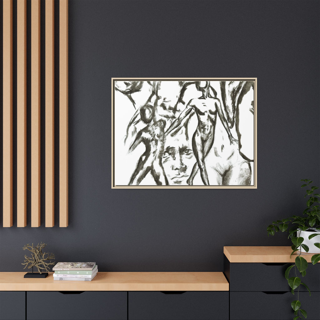 "The Figures" Abstract Matte Canvas Framed Wall Art