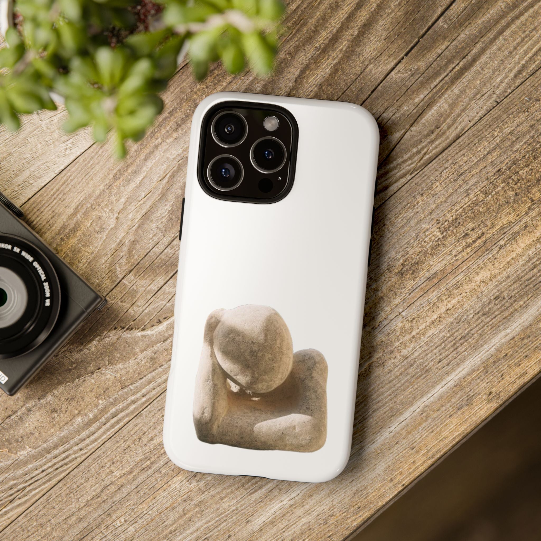 "Leaning Man" Phone Case — Minimalist Thoughtful Stone Sculpture Design