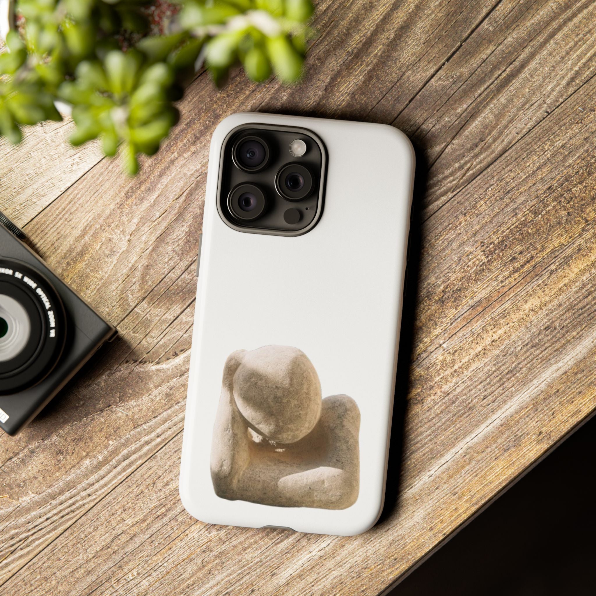 "Leaning Man" Phone Case — Minimalist Thoughtful Stone Sculpture Design