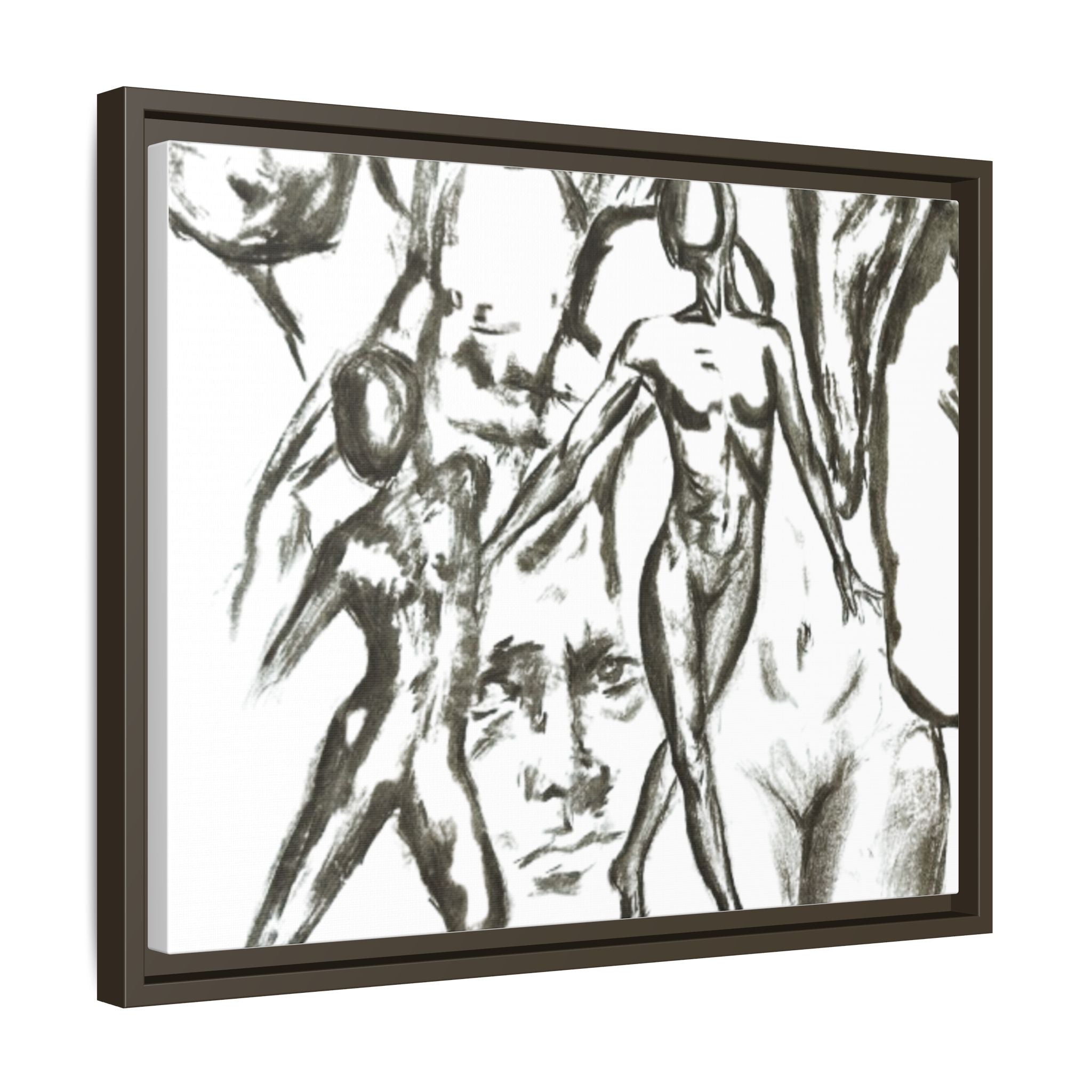 "The Figures" Abstract Matte Canvas Framed Wall Art
