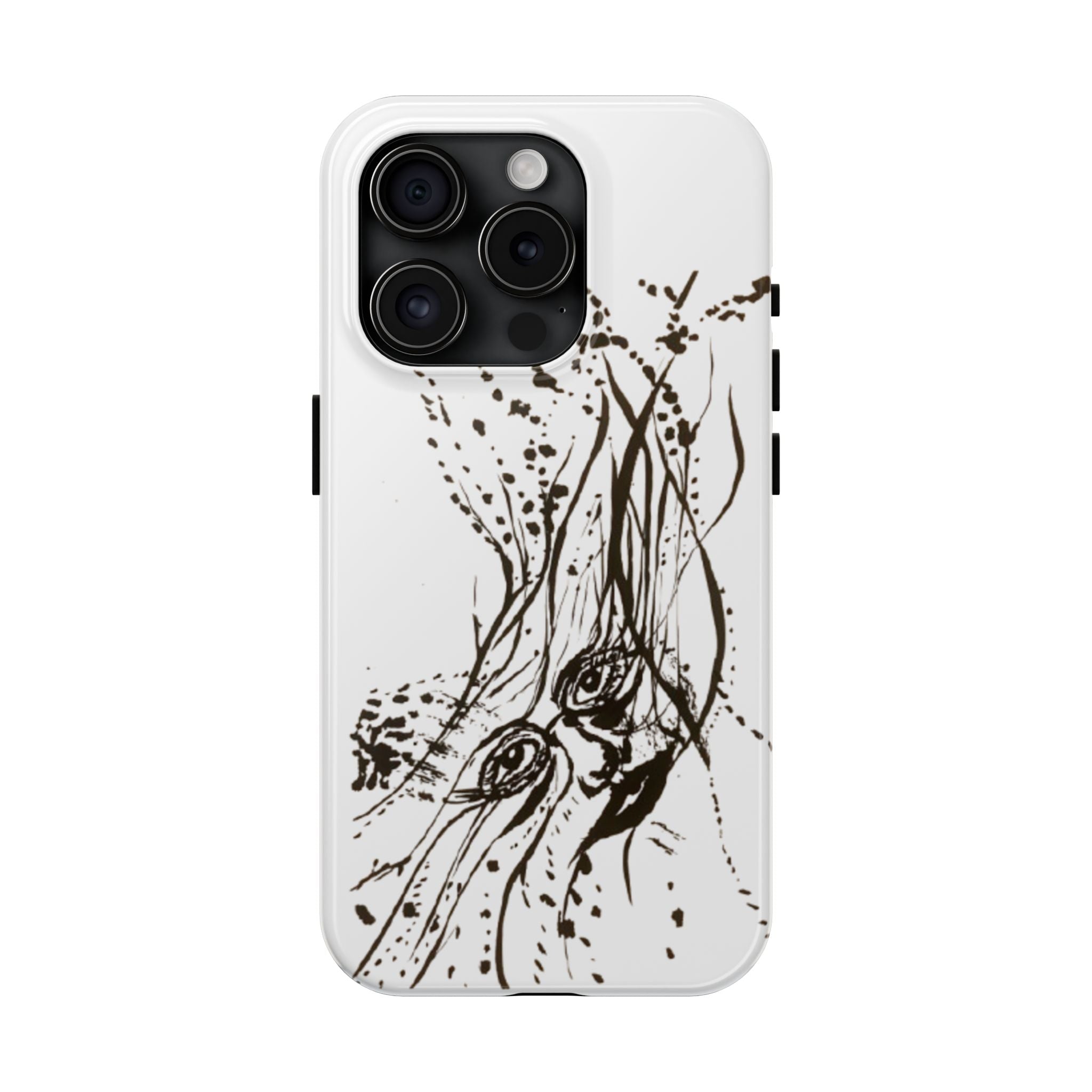 "Ink Face" Tough Phone Case — Abstract Ink Sketch Protective Cover