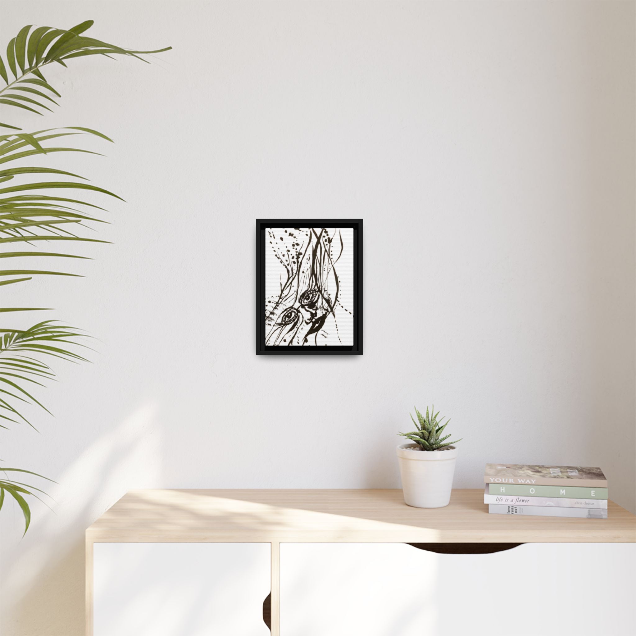 "The Ink Face" Framed Canvas Abstract Face Art Print