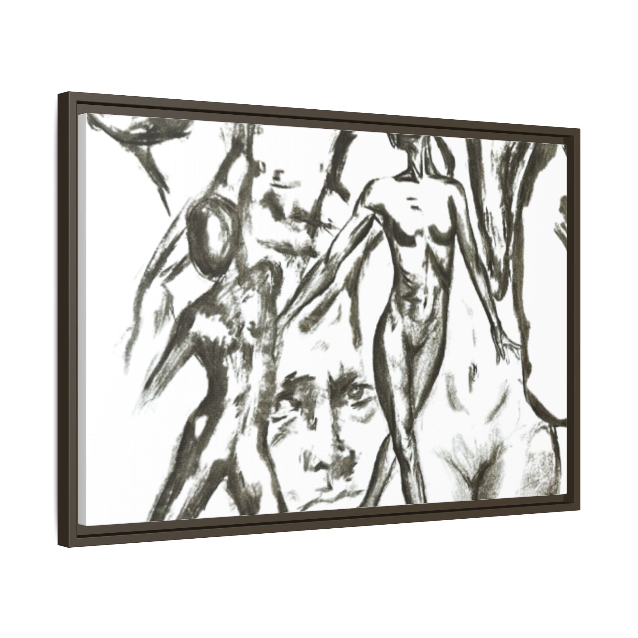 "The Figures" Abstract Matte Canvas Framed Wall Art