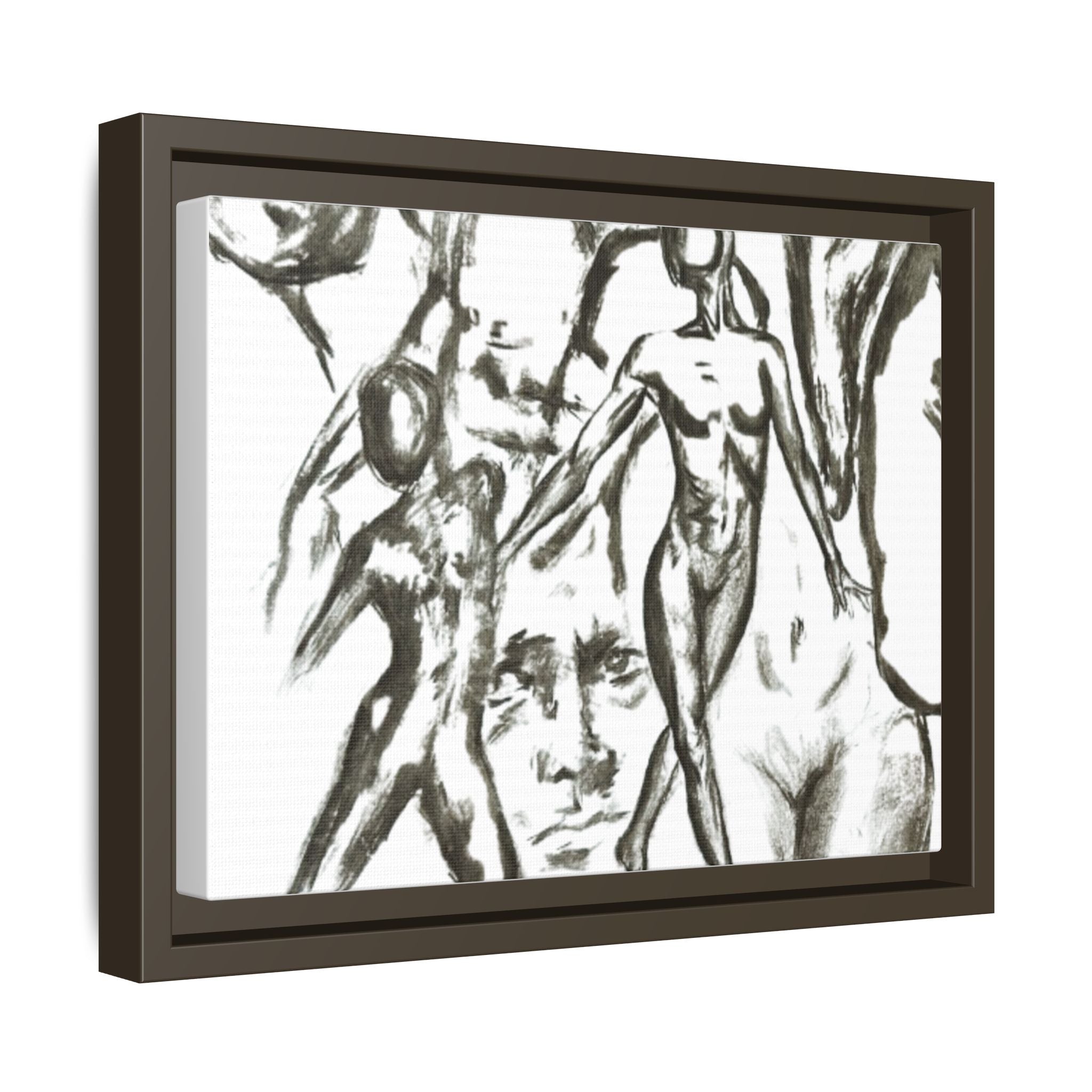 "The Figures" Abstract Matte Canvas Framed Wall Art