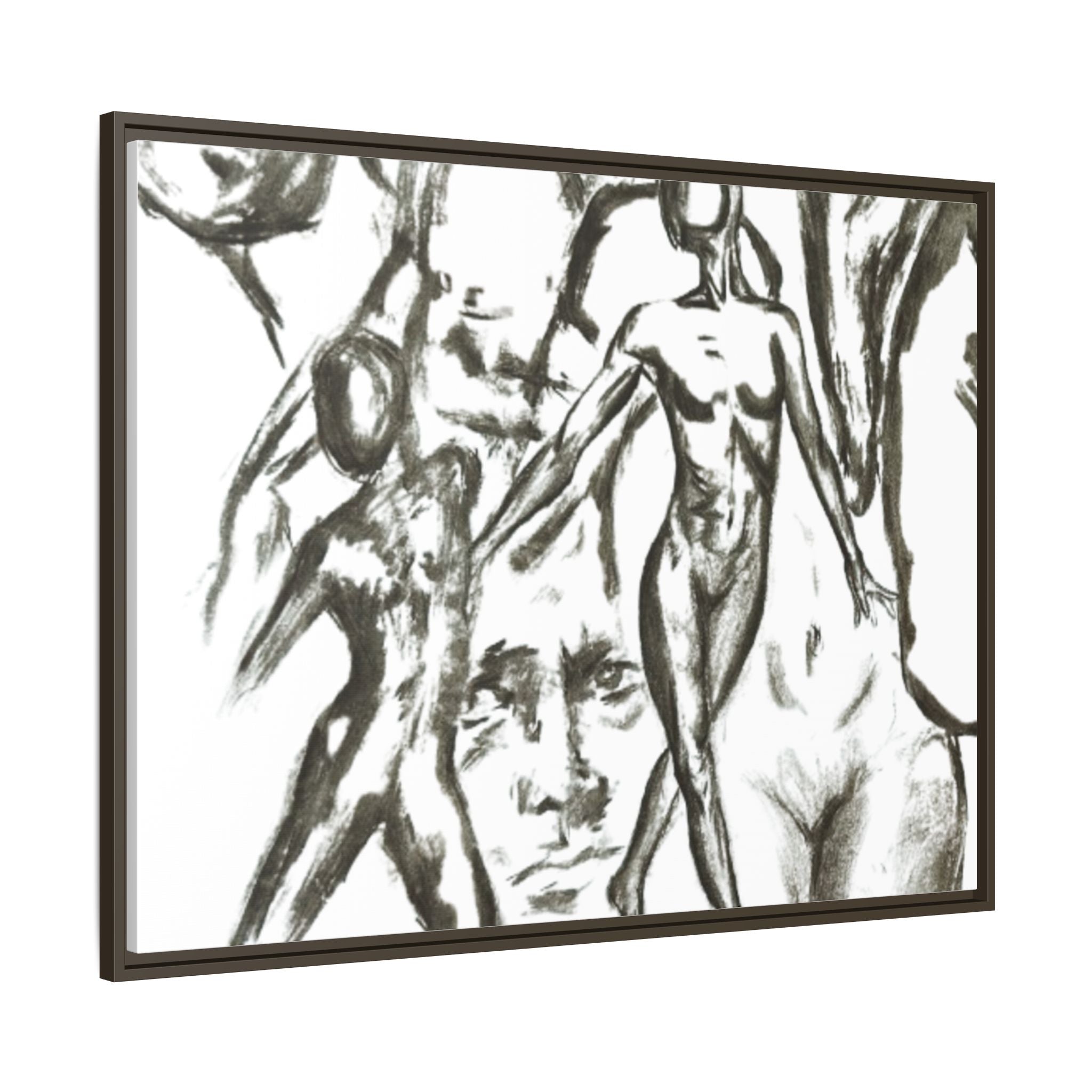 "The Figures" Abstract Matte Canvas Framed Wall Art