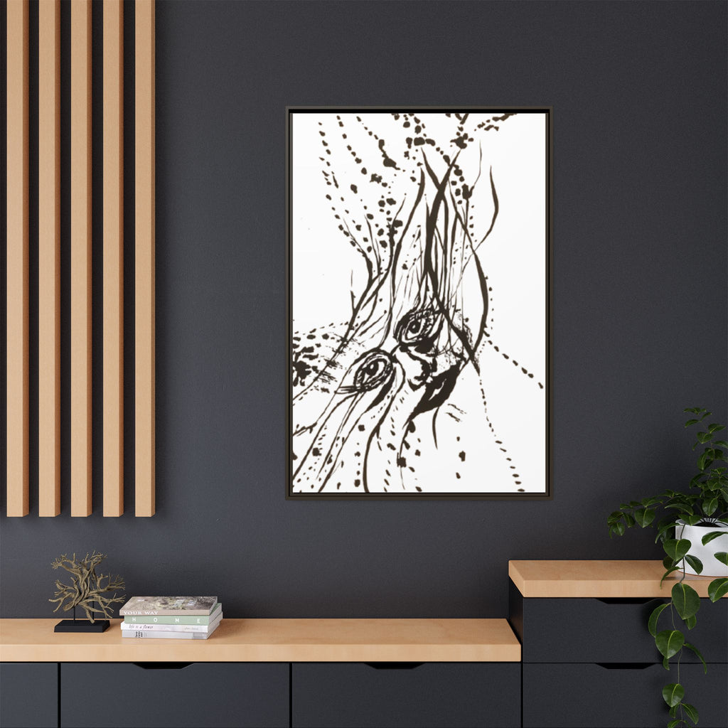 "The Ink Face" Framed Canvas Abstract Face Art Print