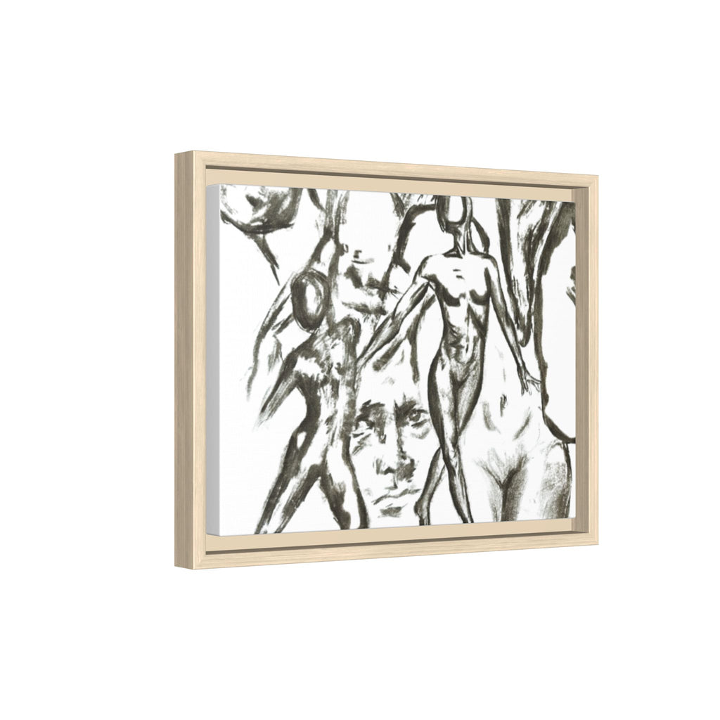 "The Figures" Abstract Matte Canvas Framed Wall Art
