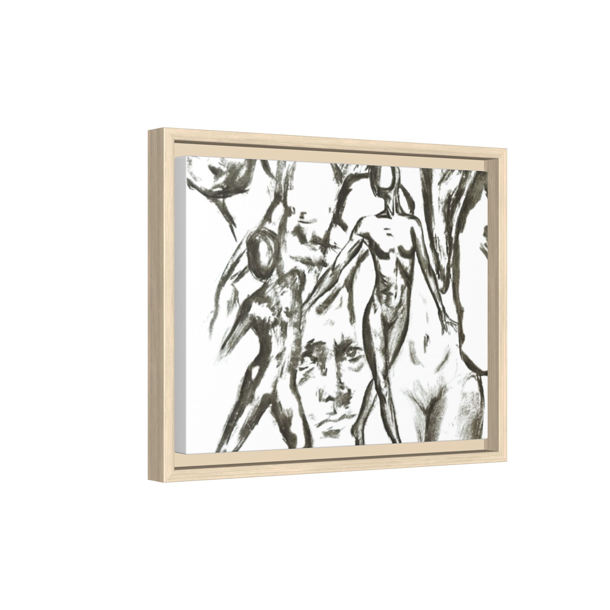 "The Figures" Abstract Matte Canvas Framed Wall Art